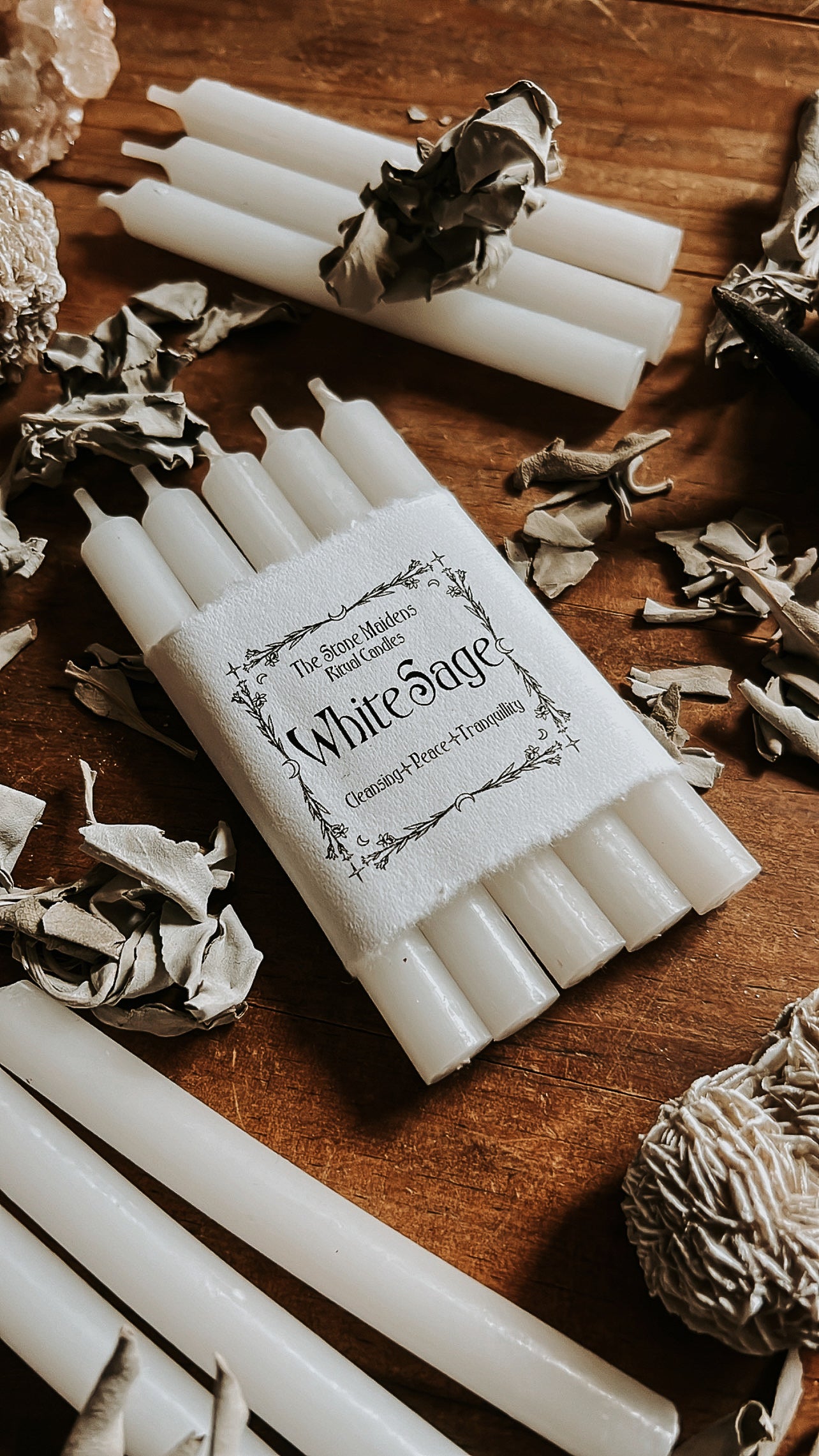 White Sage Spell Candles - 5" Chime Candles