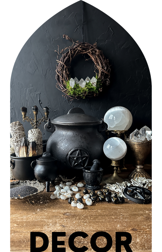 The Stone Maidens Witchy Decor Section With Vintage Finds, Cauldrons and Ritual Tools
