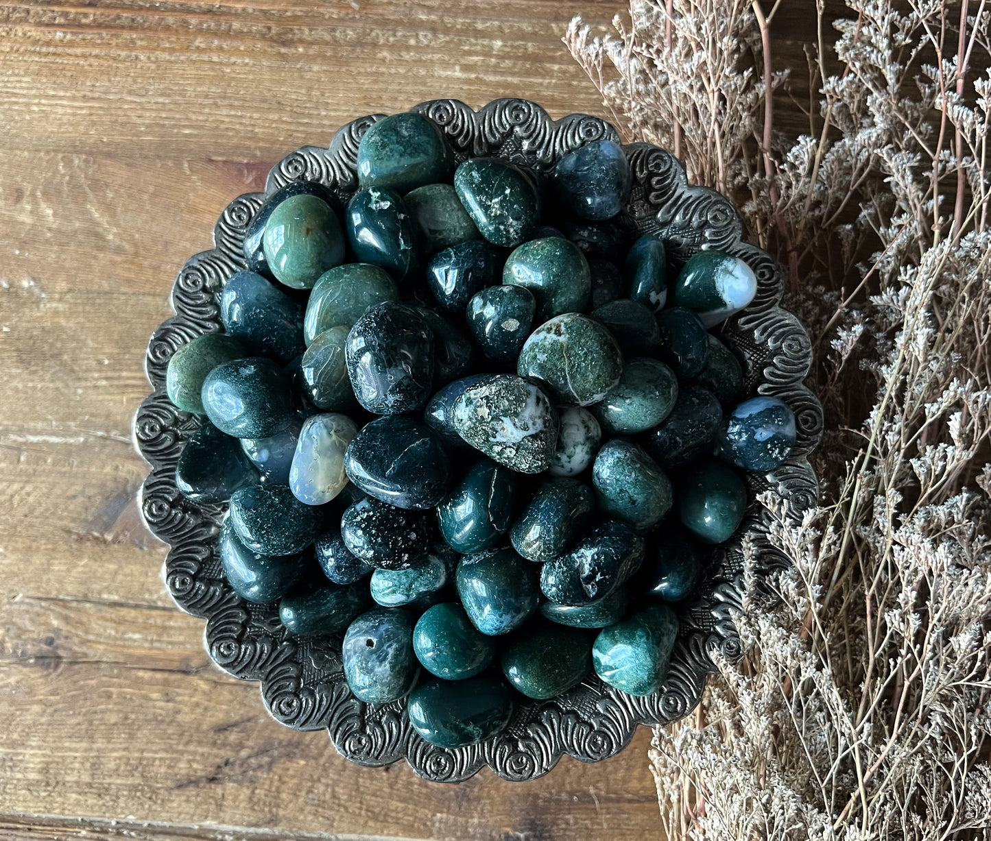 Green Moss Agate Tumbled Stones