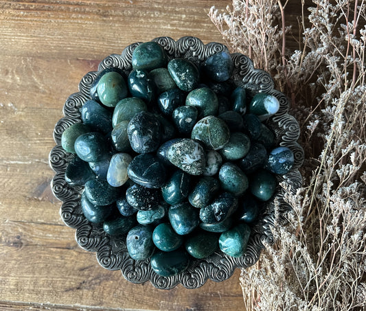 Green Moss Agate Tumbled Stones