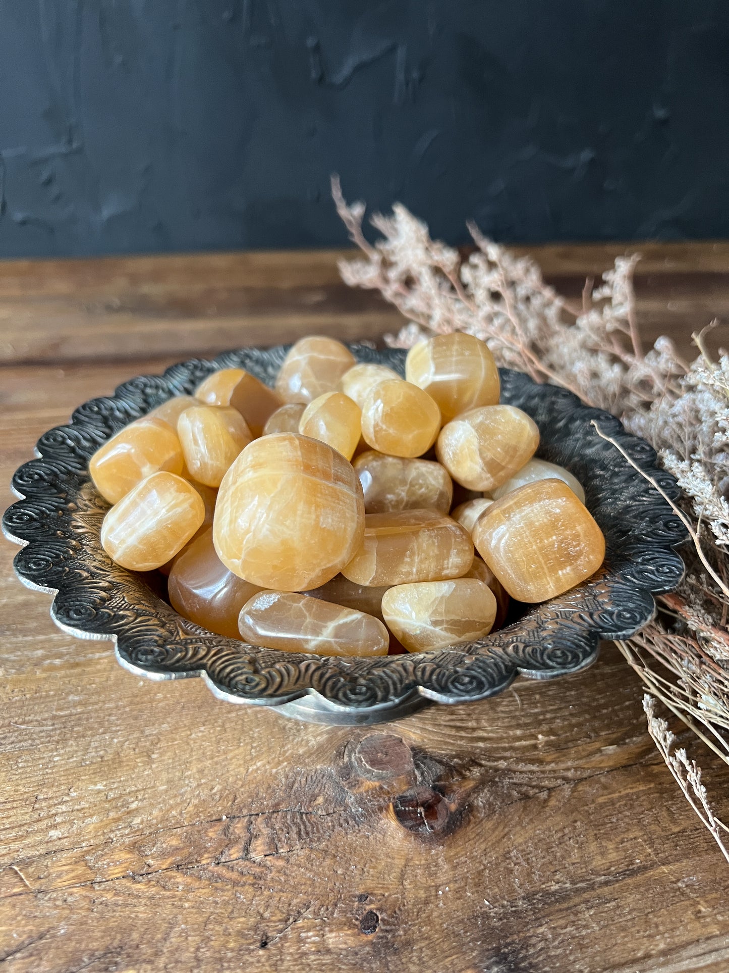Bulk Honey Calcite Tumbled Stones at The Stone Maidens. Carry in your pocket or give as a gift!
