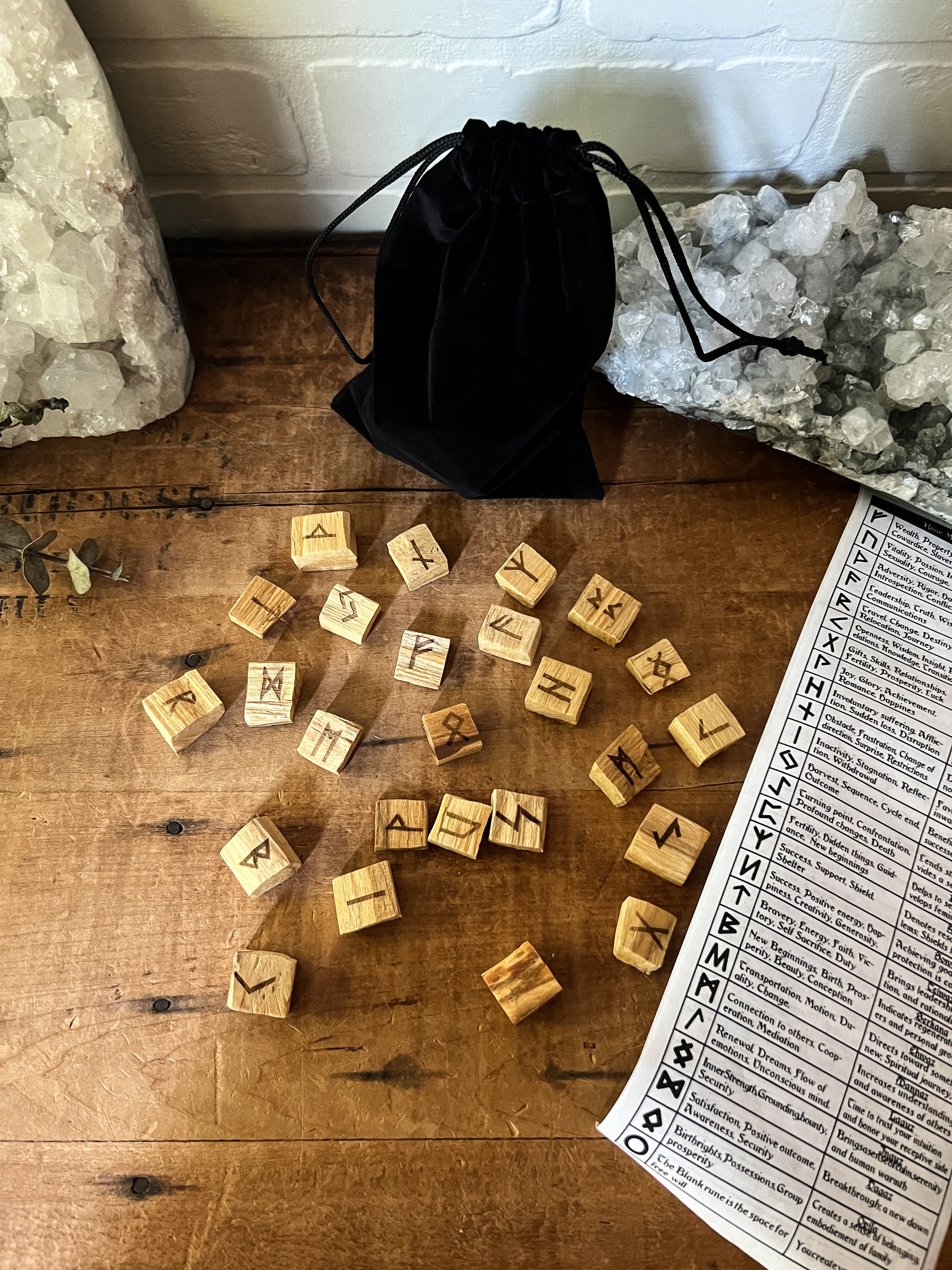 1 set of Elder Futhark Runes Made from Reclaimed Palo Santo