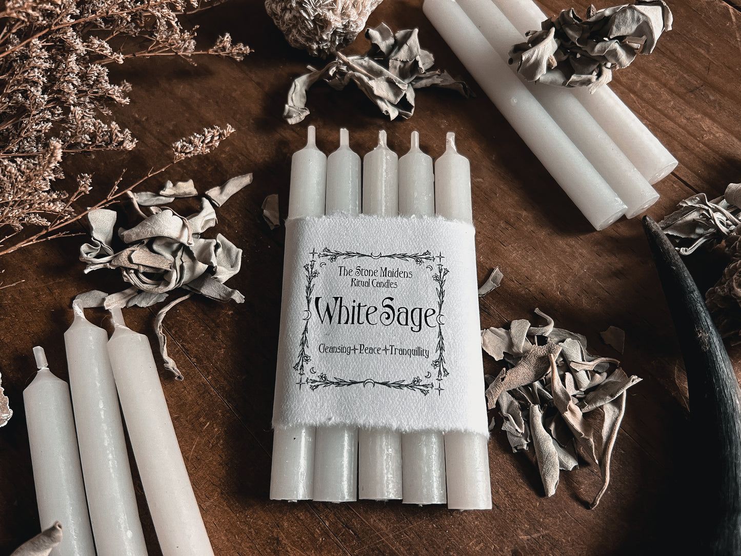 White Sage Spell Candles - 5" Chime Candles