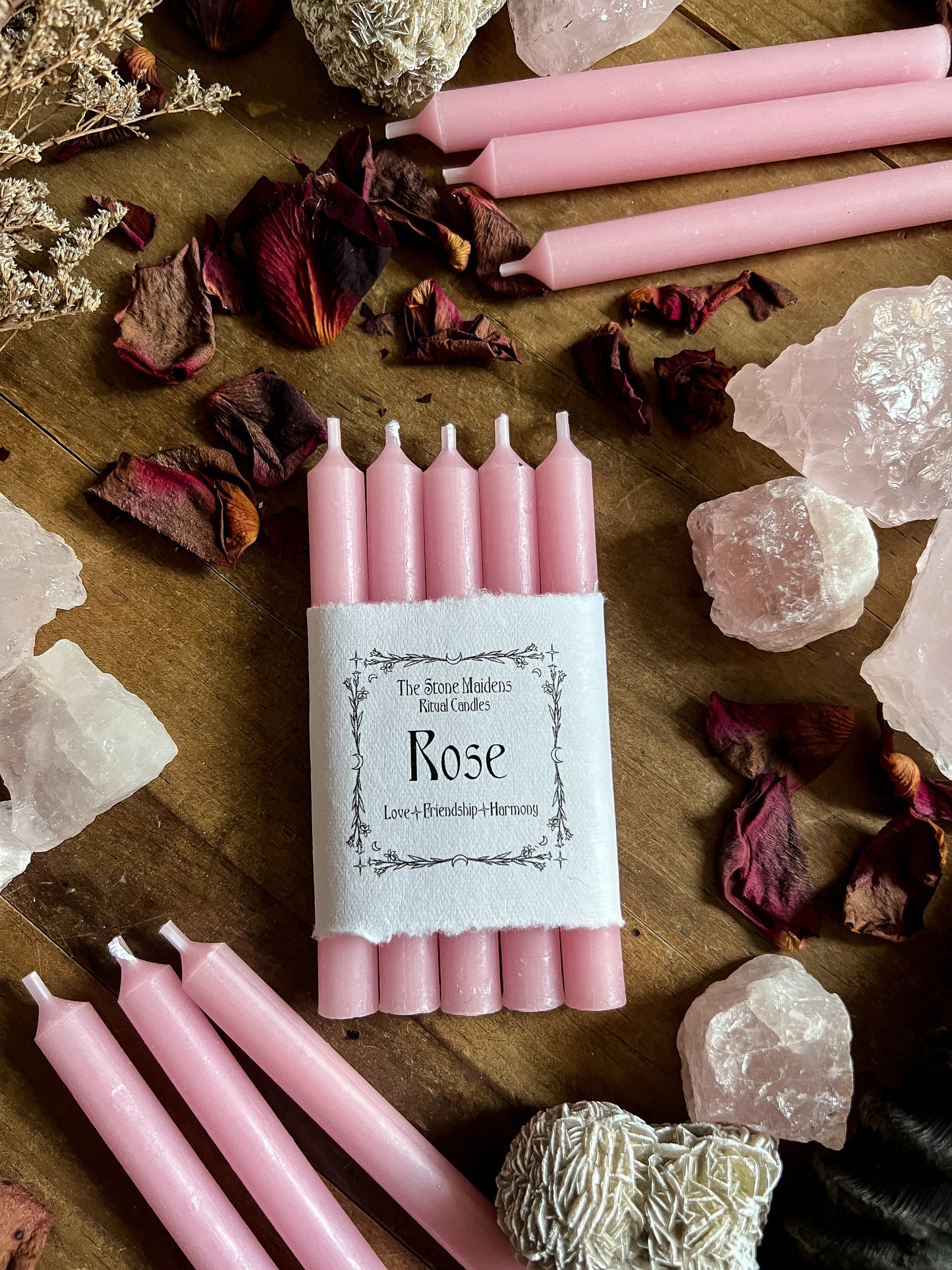 Pink Rose Spell Candles - 5" Chime Candles