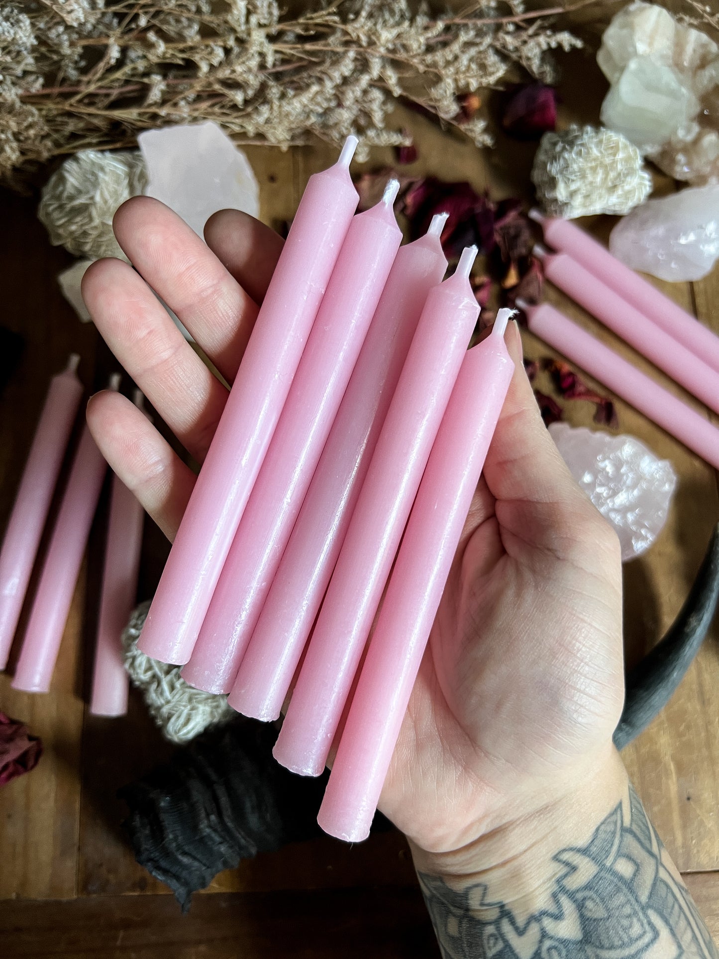 Pink Rose Spell Candles - 5" Chime Candles