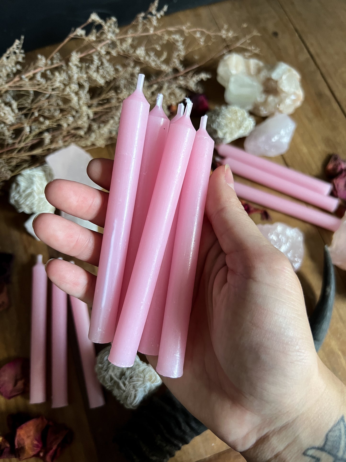 Pink Rose Spell Candles - 5" Chime Candles