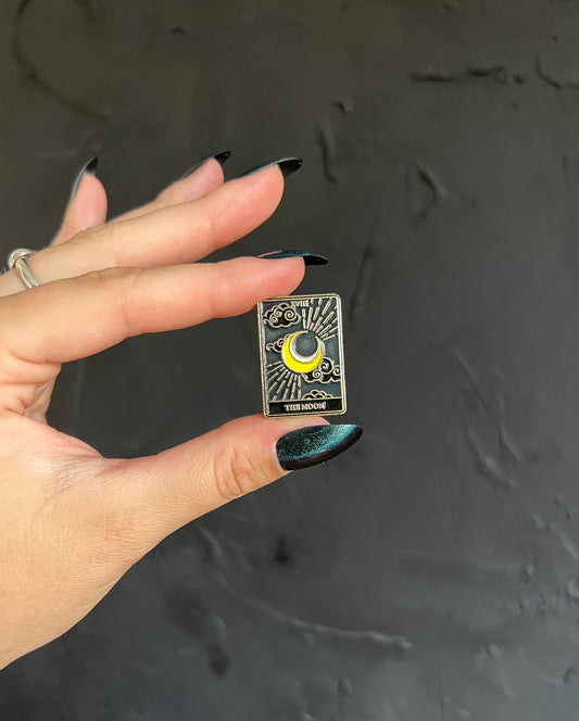 The Moon Tarot Card Enamel Pin sold at The Stone Maidens