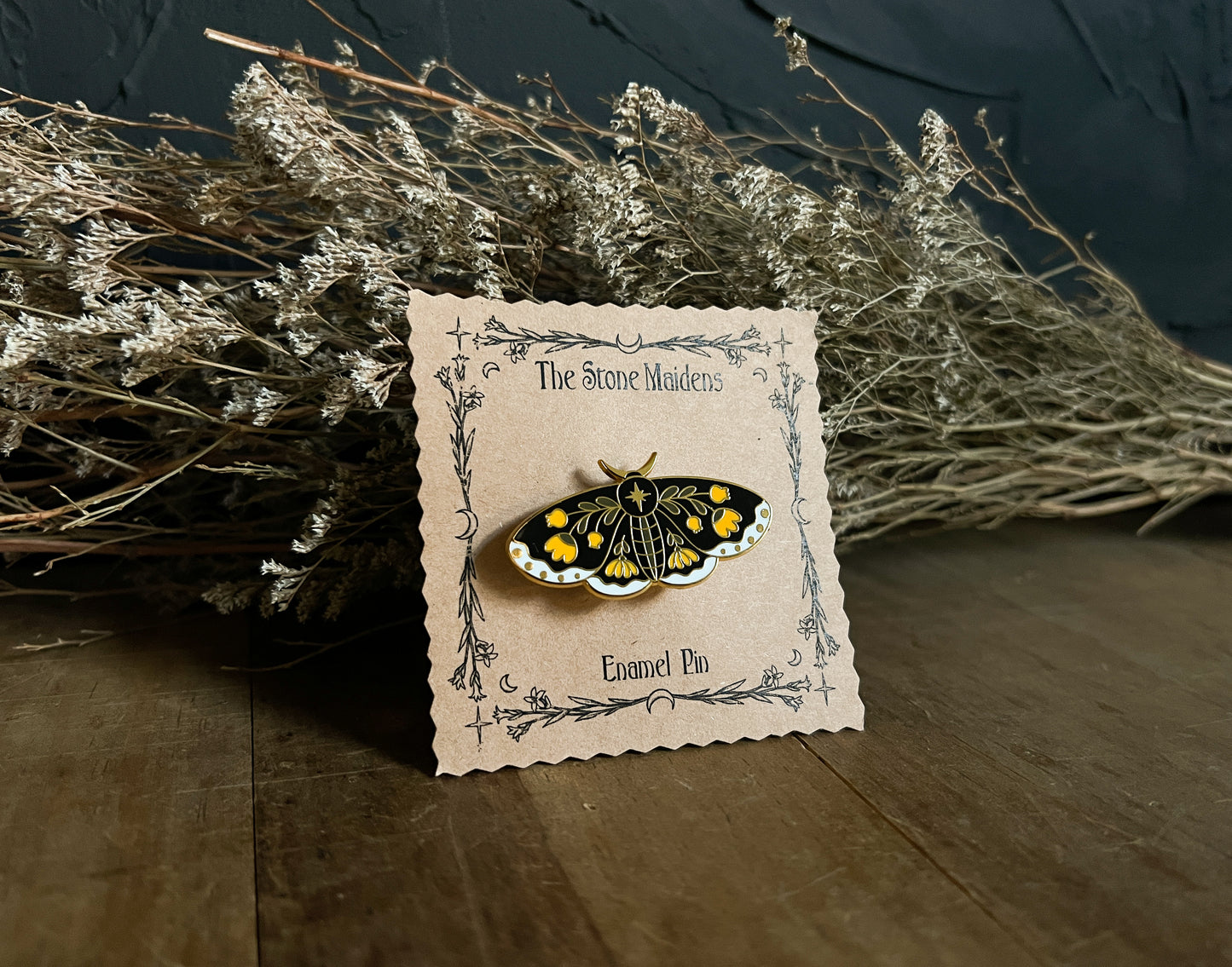 Floral Moth Enamel Pin