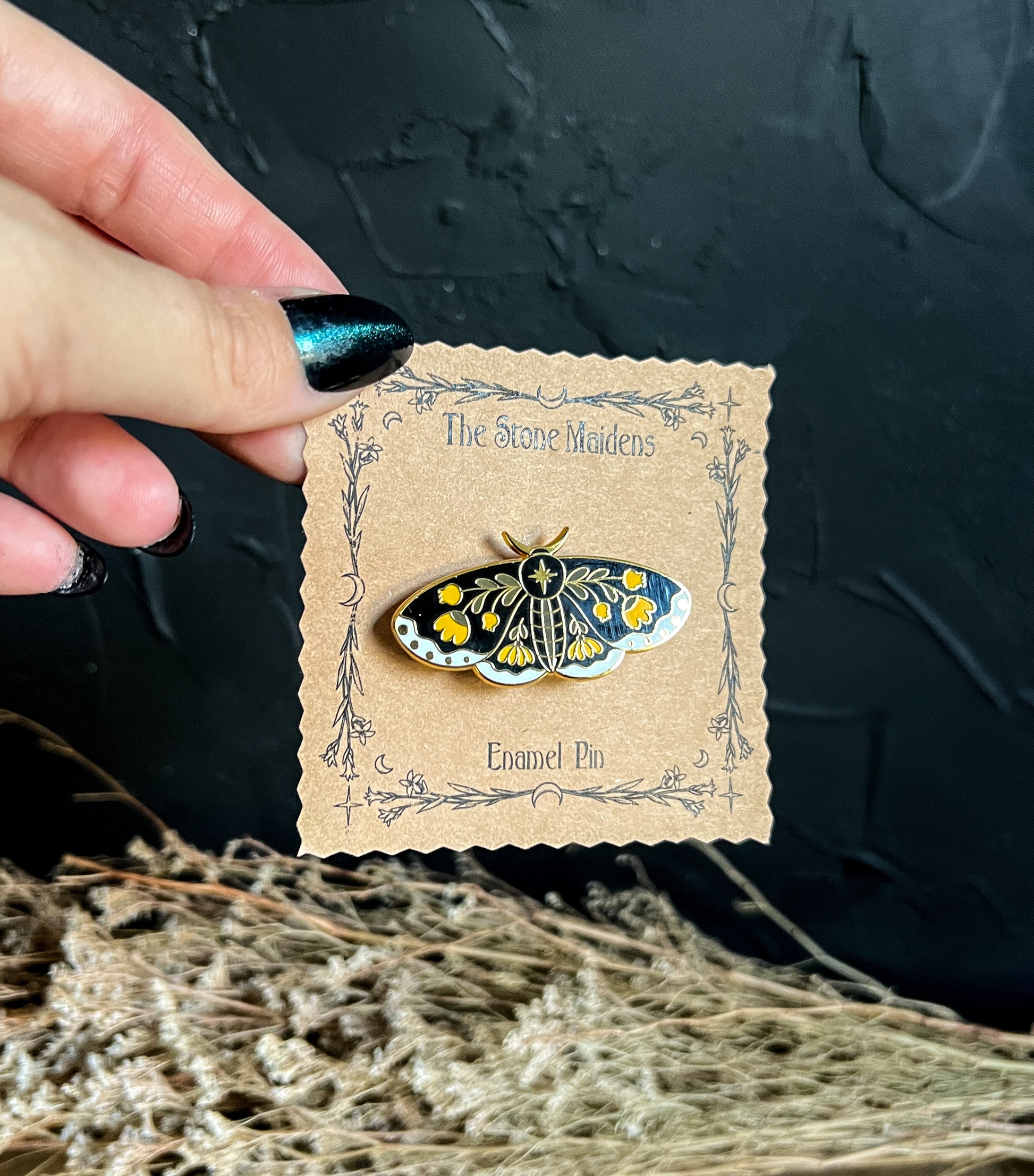 Floral Moth Enamel Pin