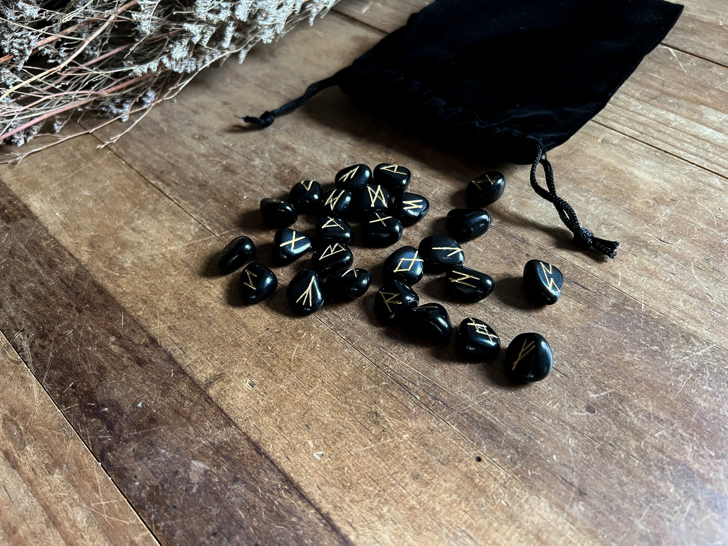 Black Agate Rune Set