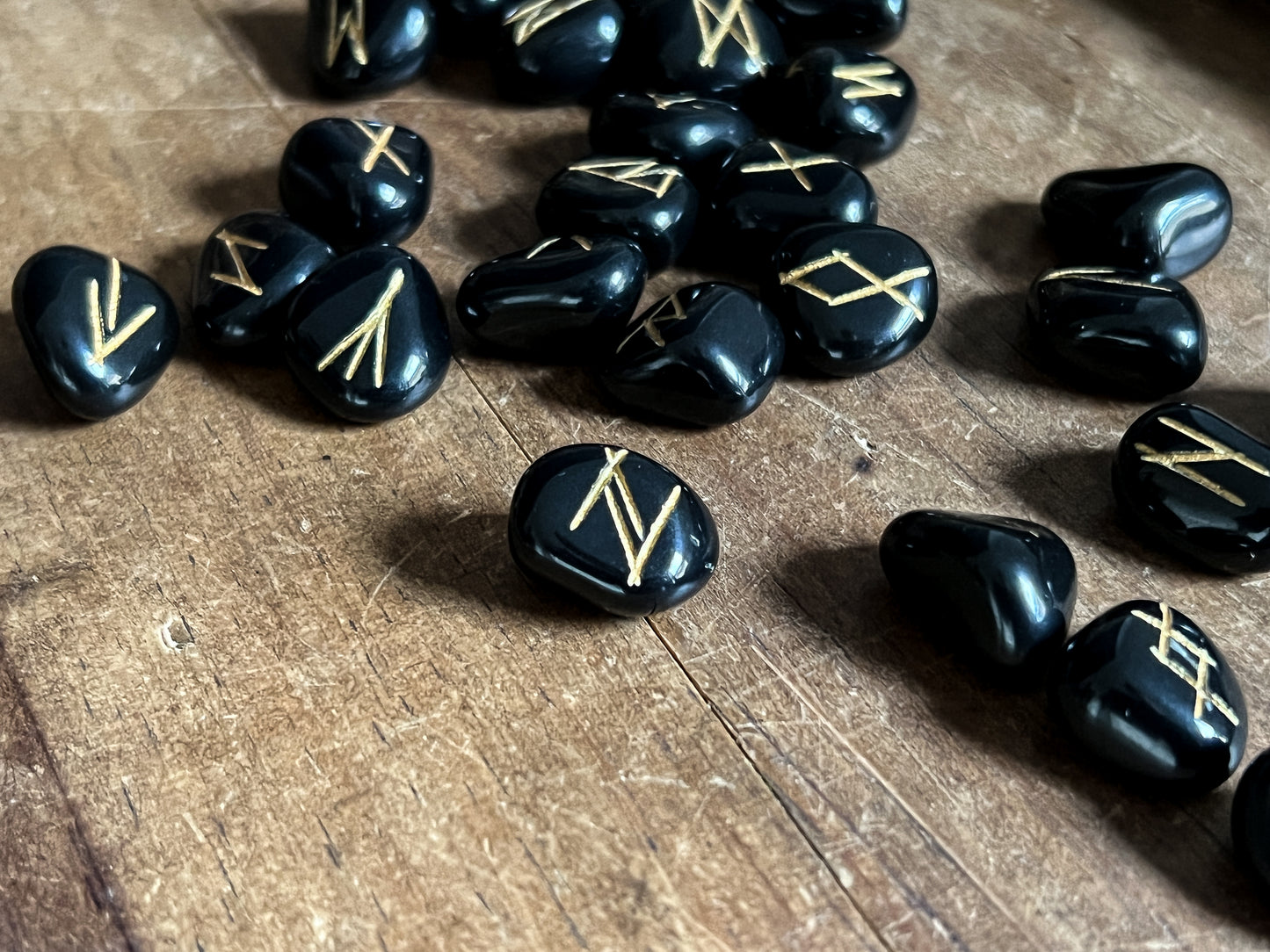 Black Agate Rune Set