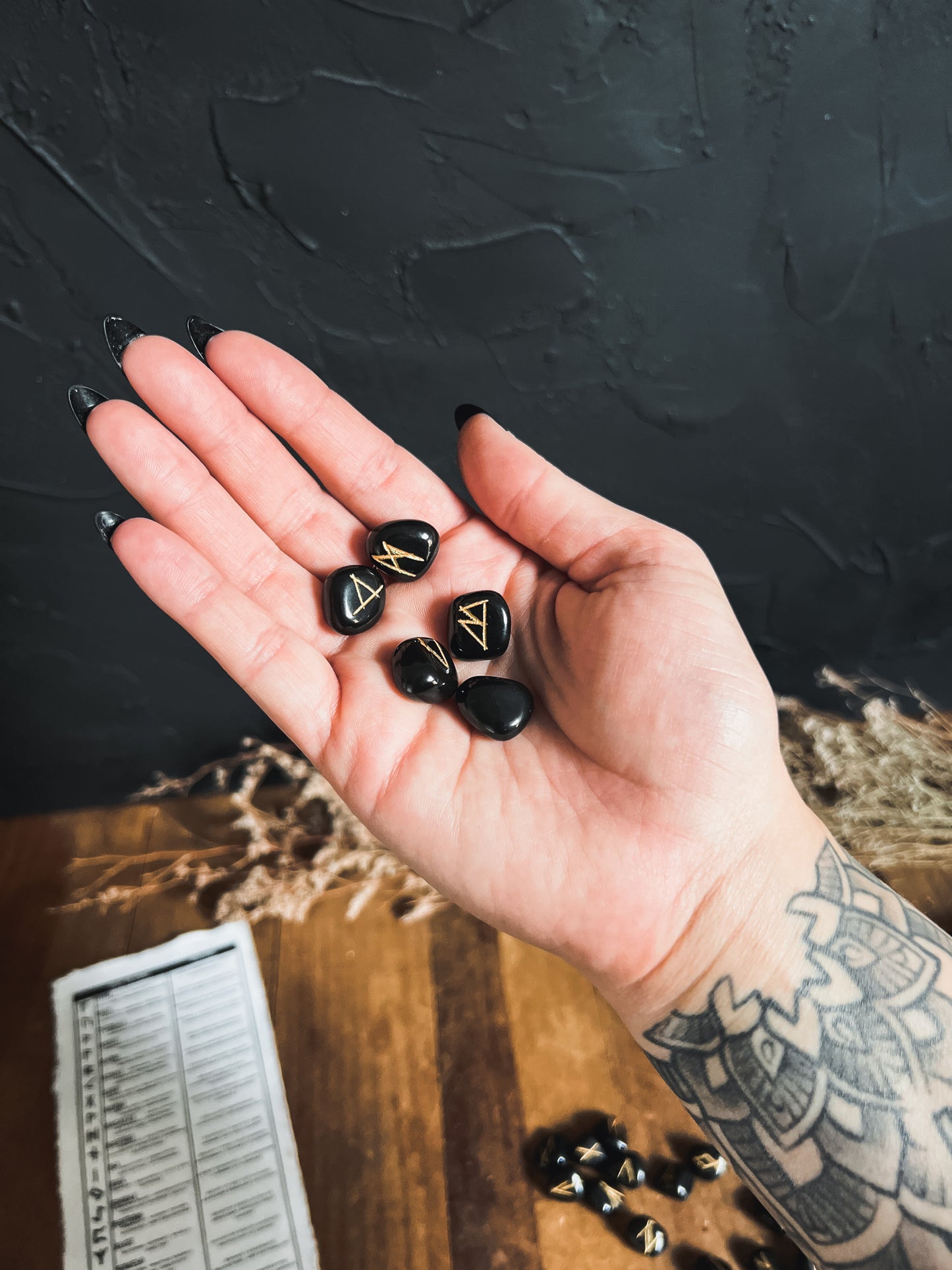 Black Agate Rune Set