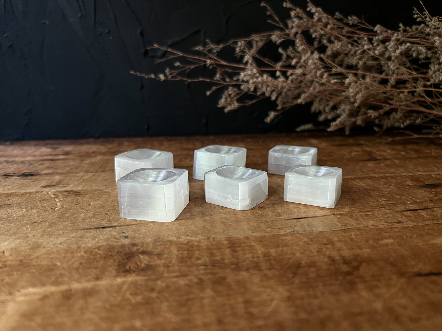 Selenite Sphere Cube Stand