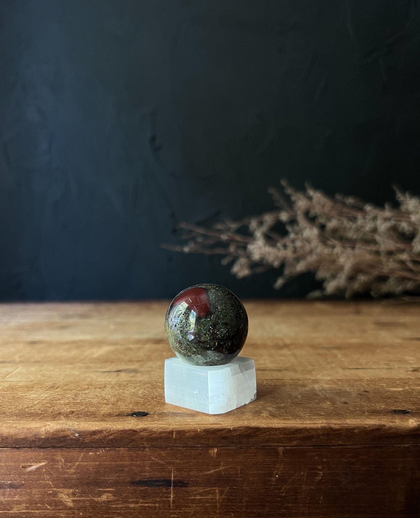 Selenite Sphere Cube Stand