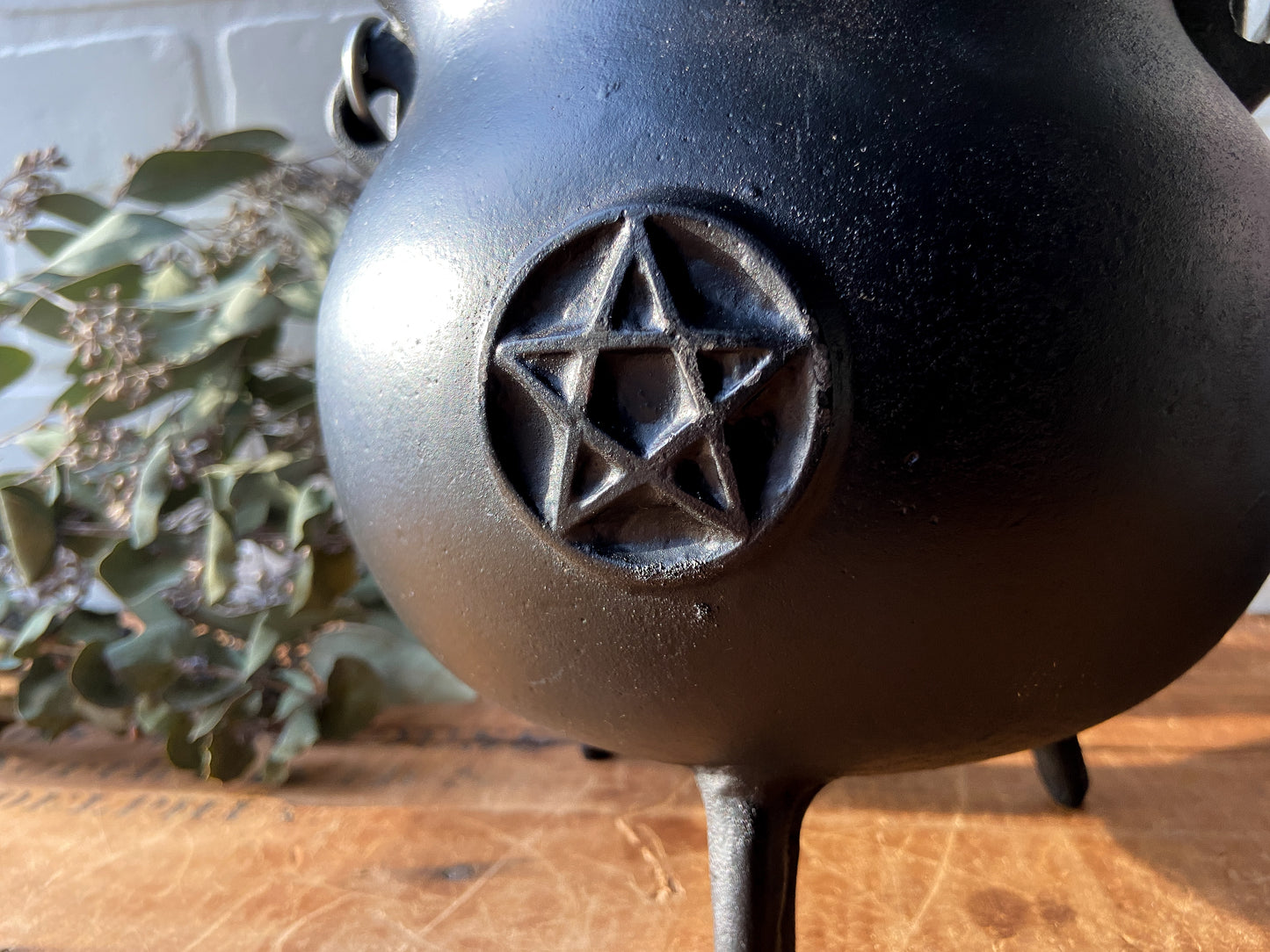 Large Black Cast Iron Cauldron with Legs