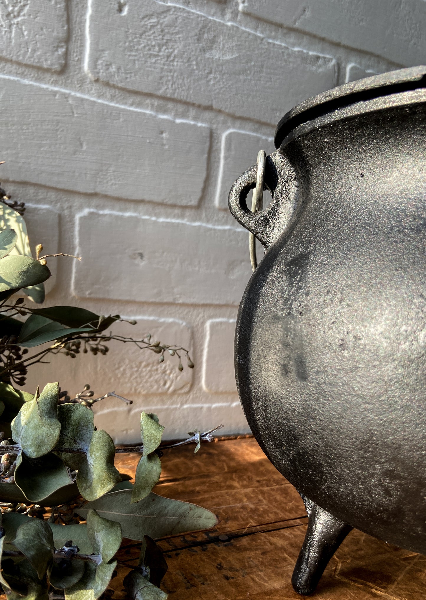 Large Black Cast Iron Cauldron with Legs