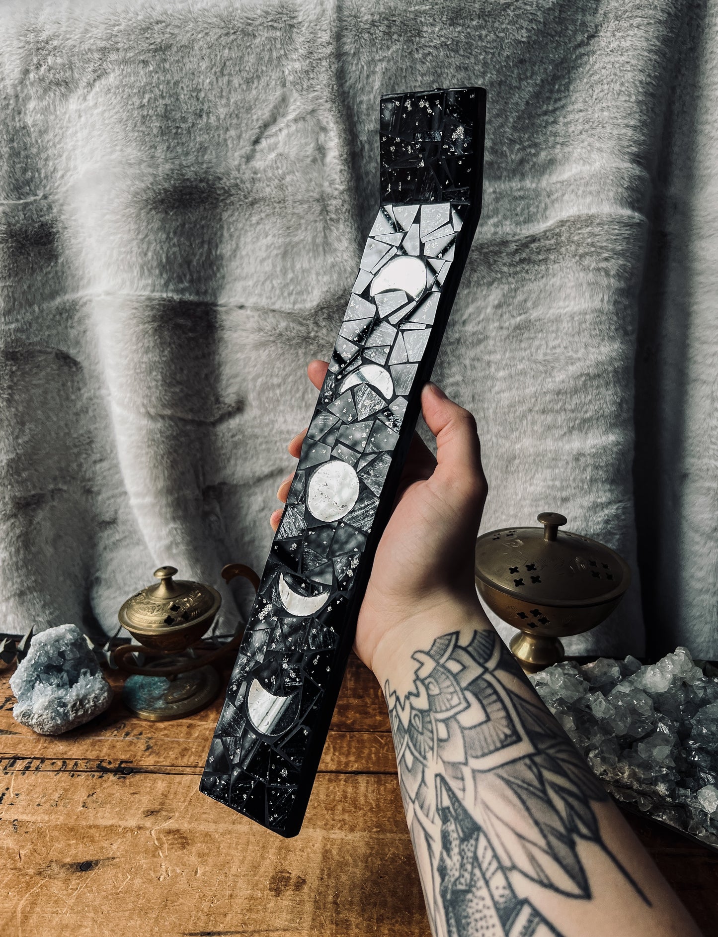 Mosaic Moon Phase Incense Holder