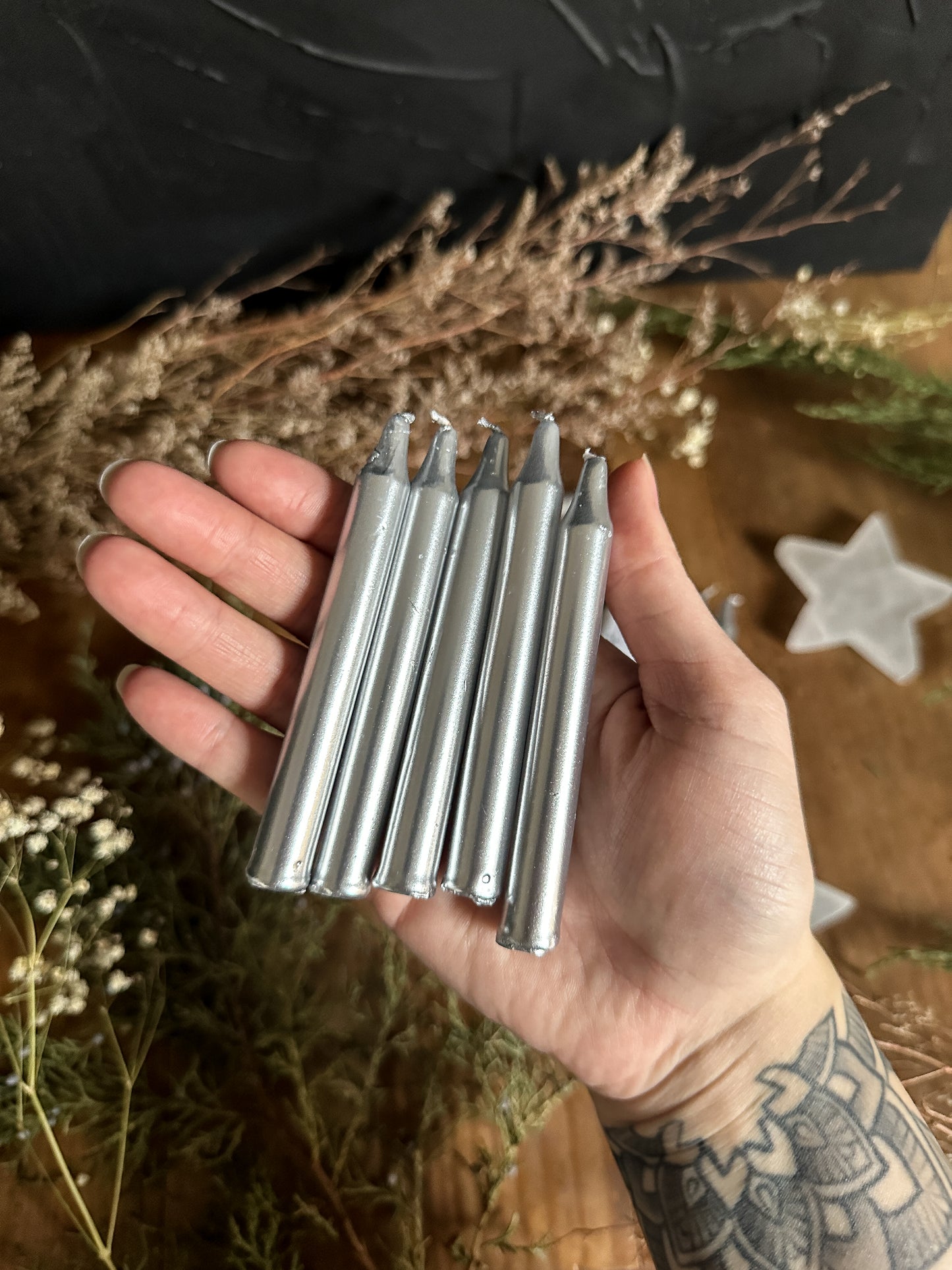 SILVER Spell Candles - 4" Chime Candles
