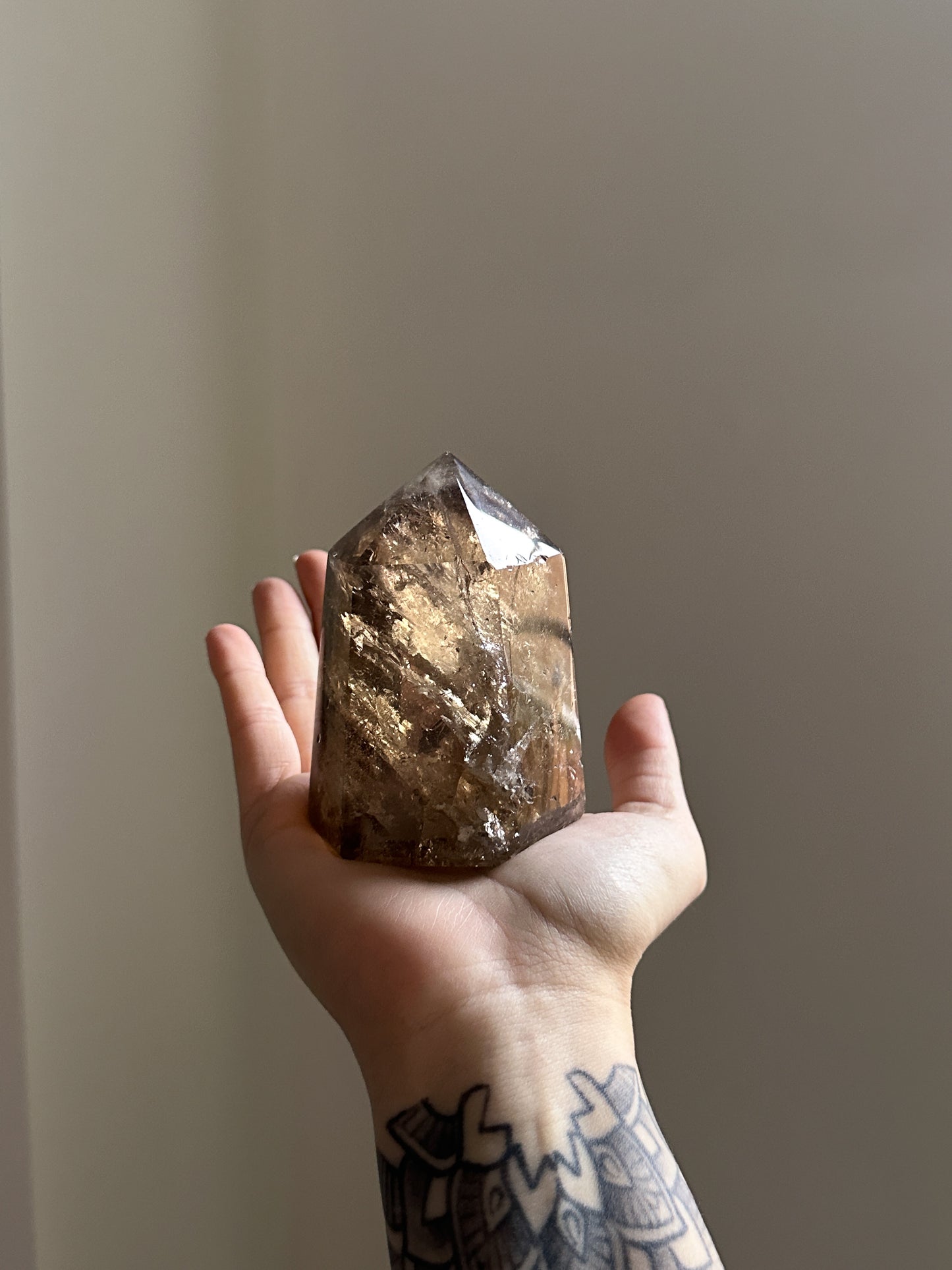 Large Smoky Quartz Tower with the most mesmerizing fractions within. Found at The Stone Maidens, Canadian Metaphysical Store.