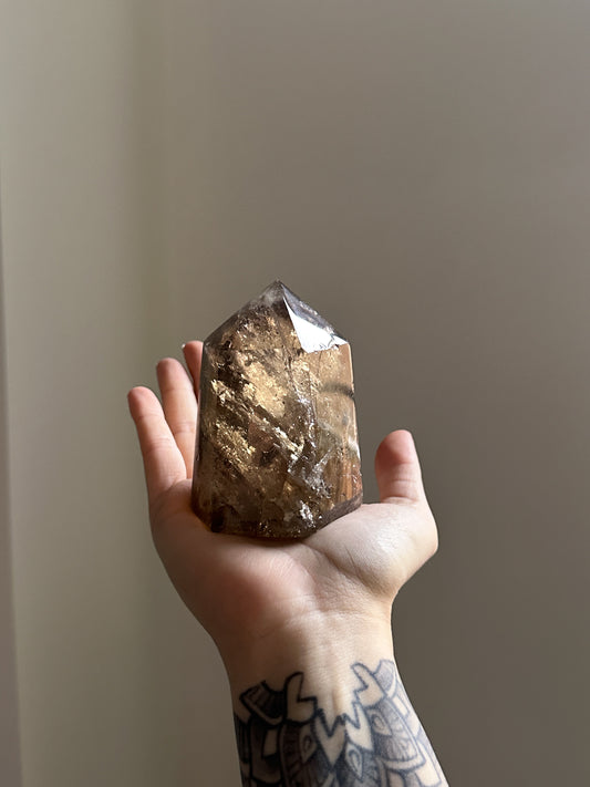 Large Smoky Quartz Tower with the most mesmerizing fractions within. Found at The Stone Maidens, Canadian Metaphysical Store. 