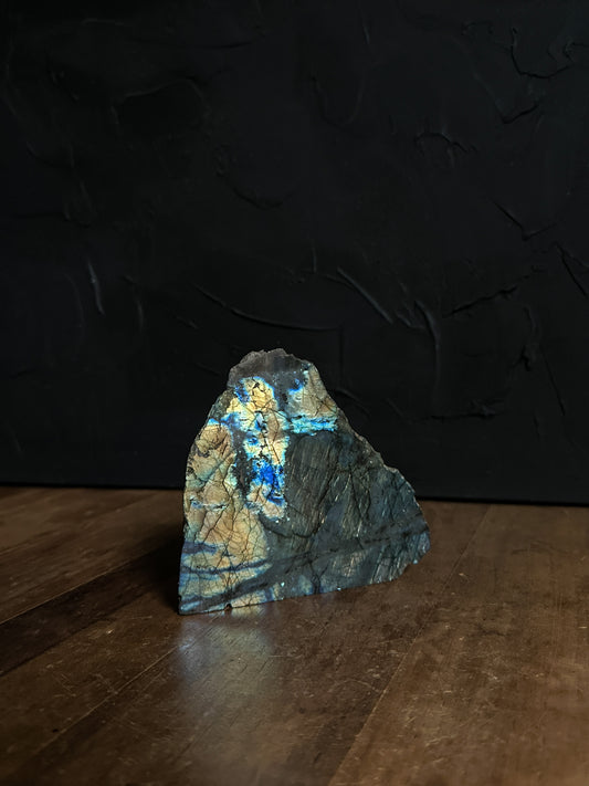 Flashy Labradorite Freeform Slab. Gorgeous Crystal Display statement piece to add to your home or collection! 