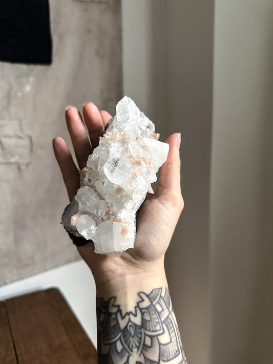 Apophyllite and Pink Stilbite Mineral Specimen, perfect addition to your crystal collection.