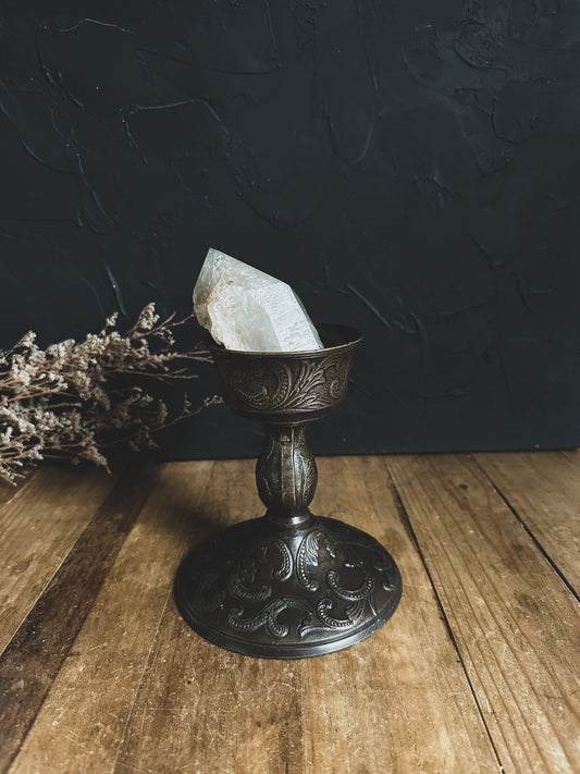 Vintage Candle Holder with Quartz Point sold at The Stone Maidens. 