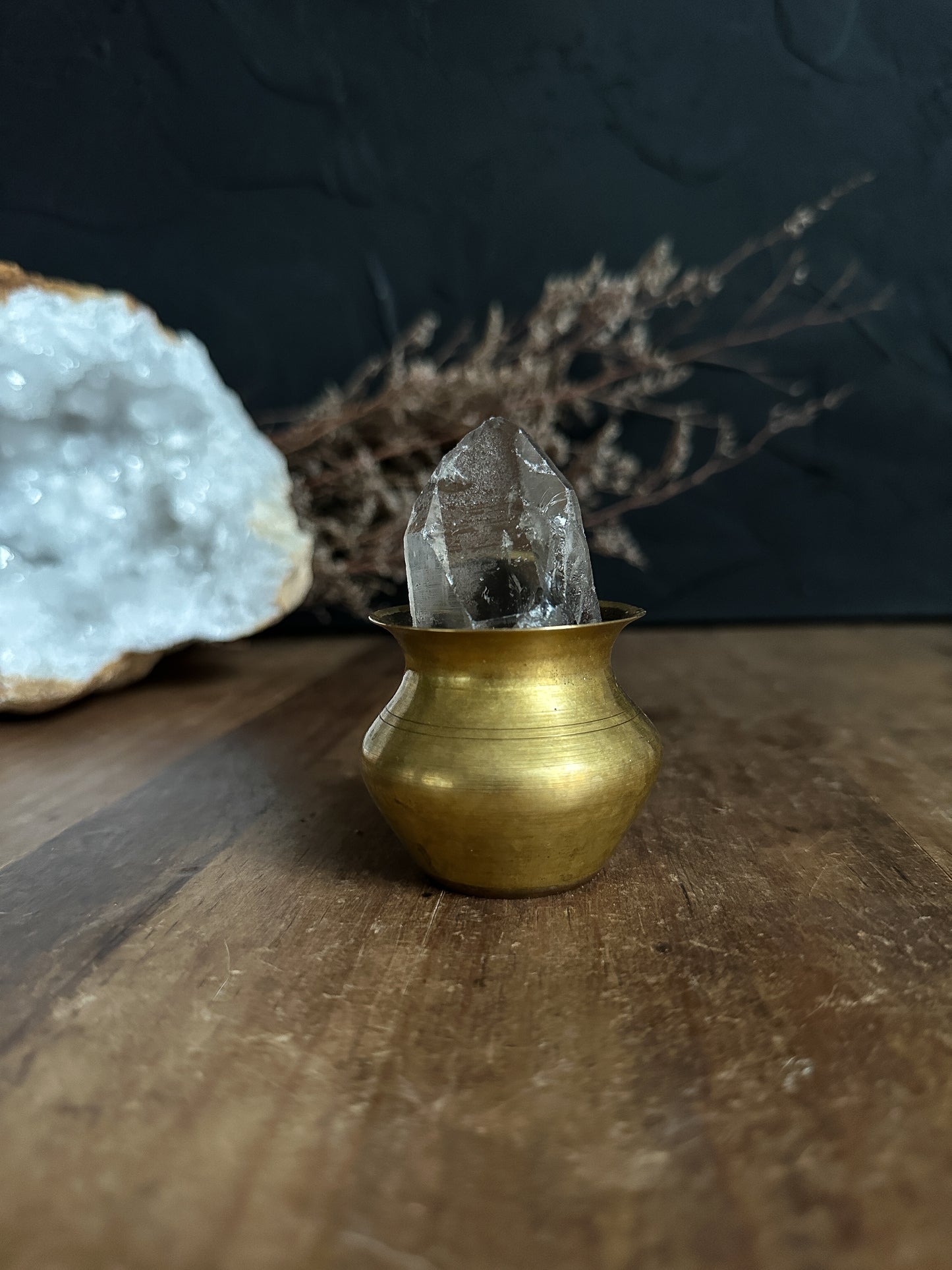 Brass Vase with Quartz Point