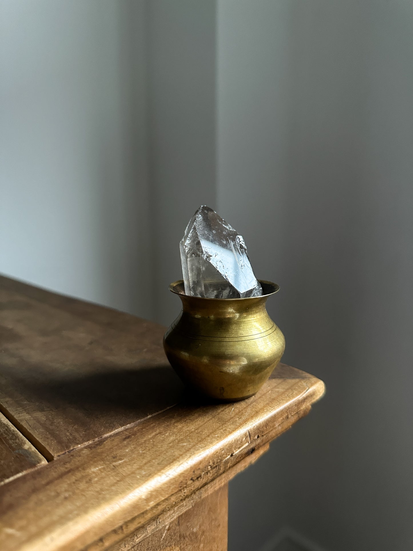 Brass Vase with Quartz Point
