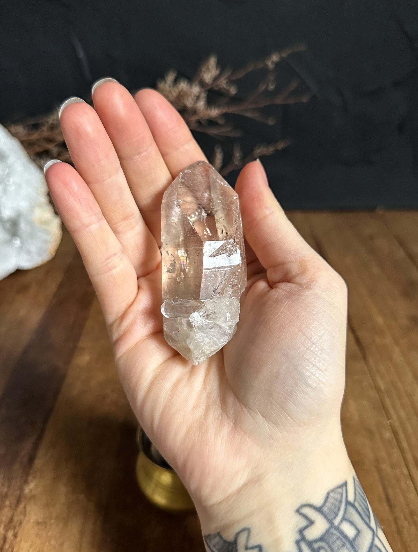 Brass Vase with Quartz Point