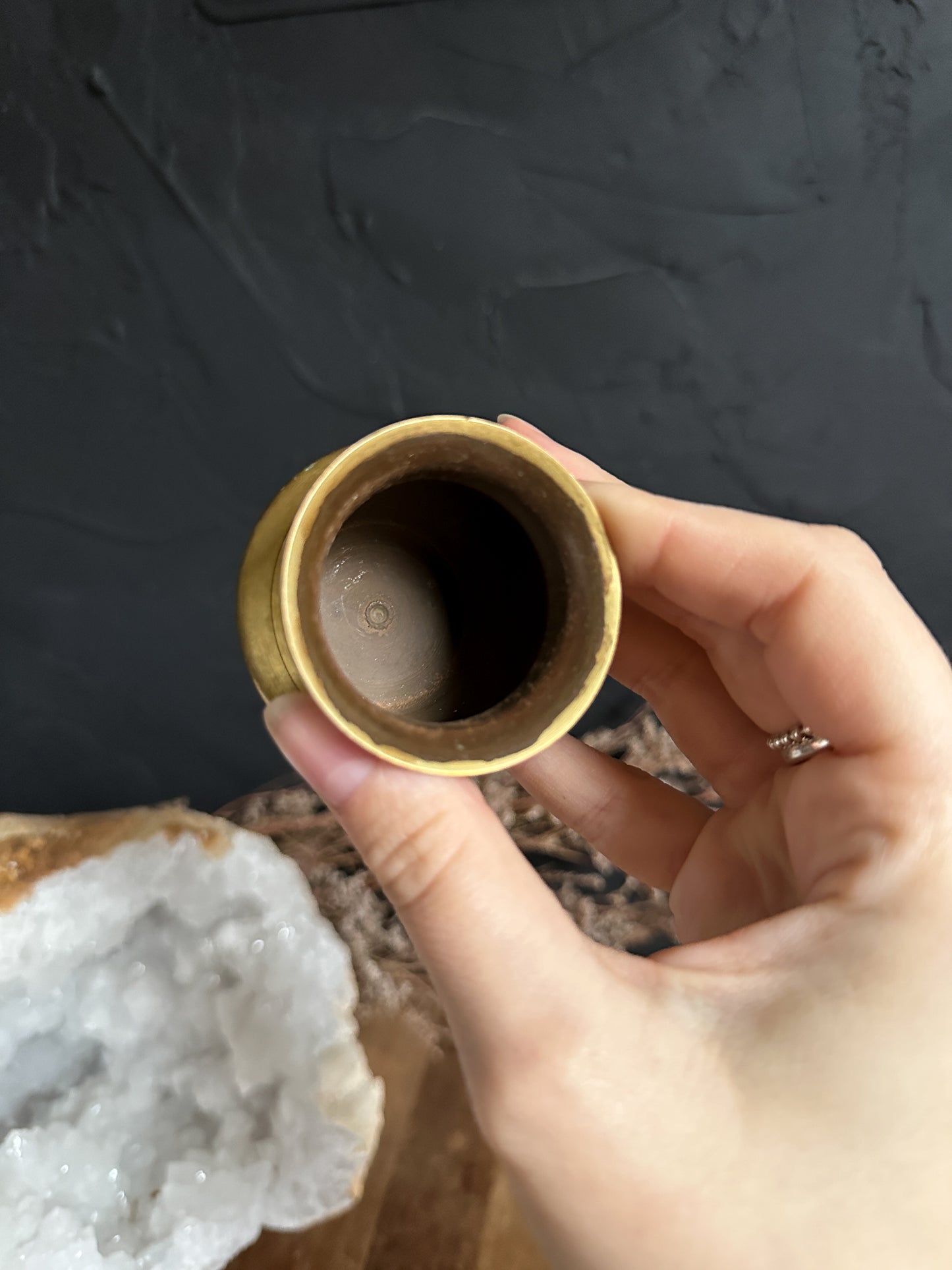 Brass Vase with Quartz Point