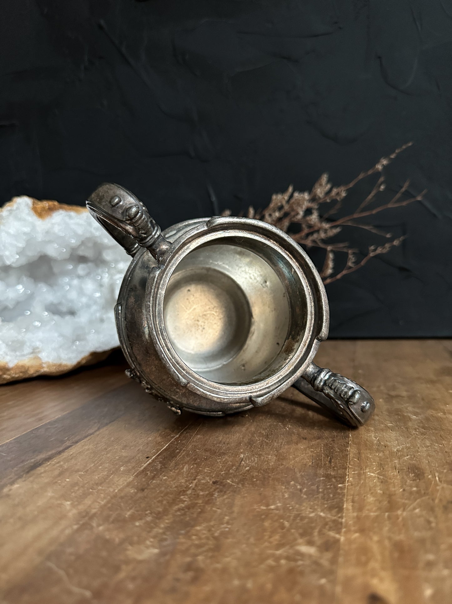 Large Vintage Hibiscus Silver Dish
