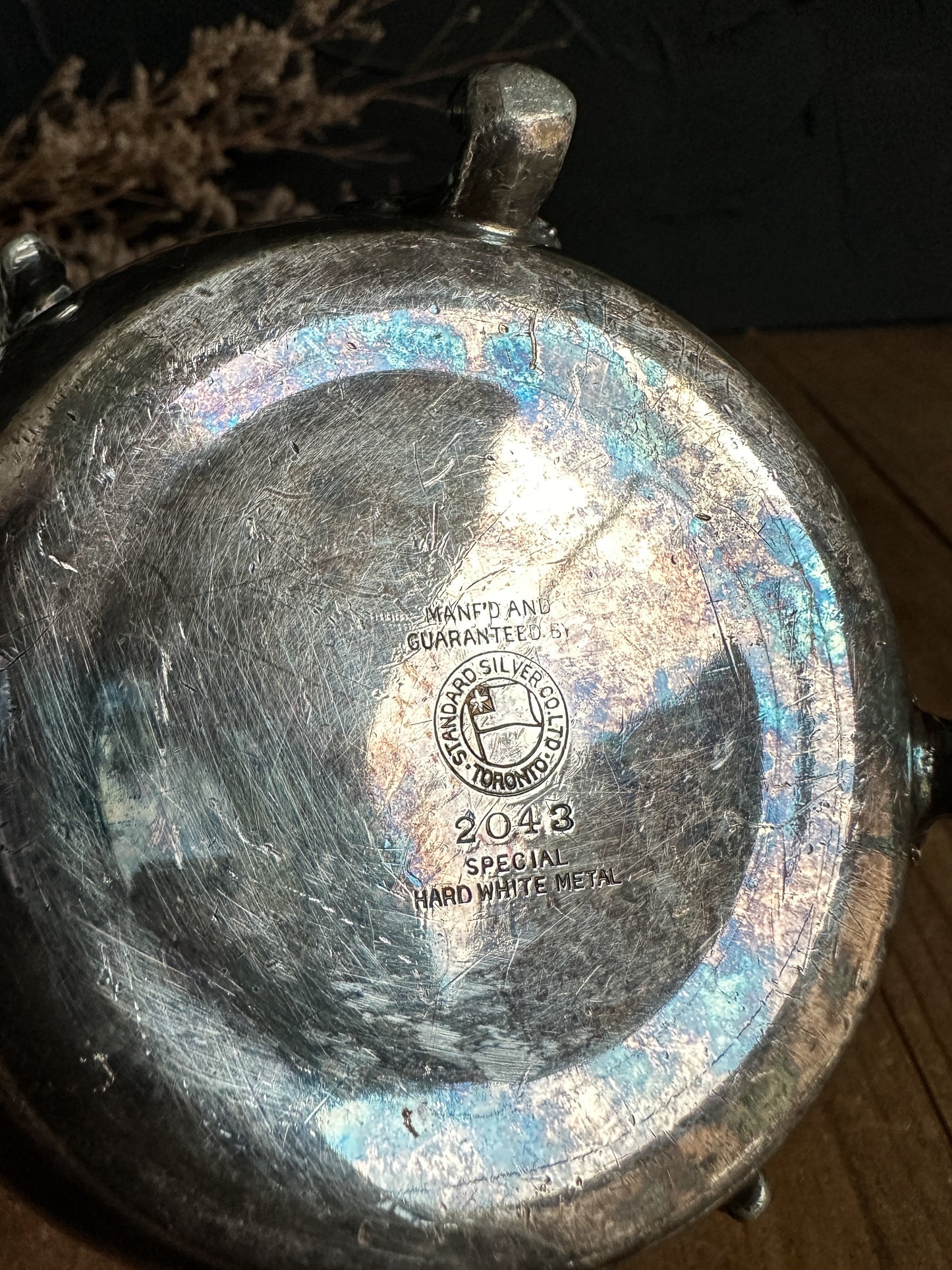 Large Vintage Hibiscus Silver Dish