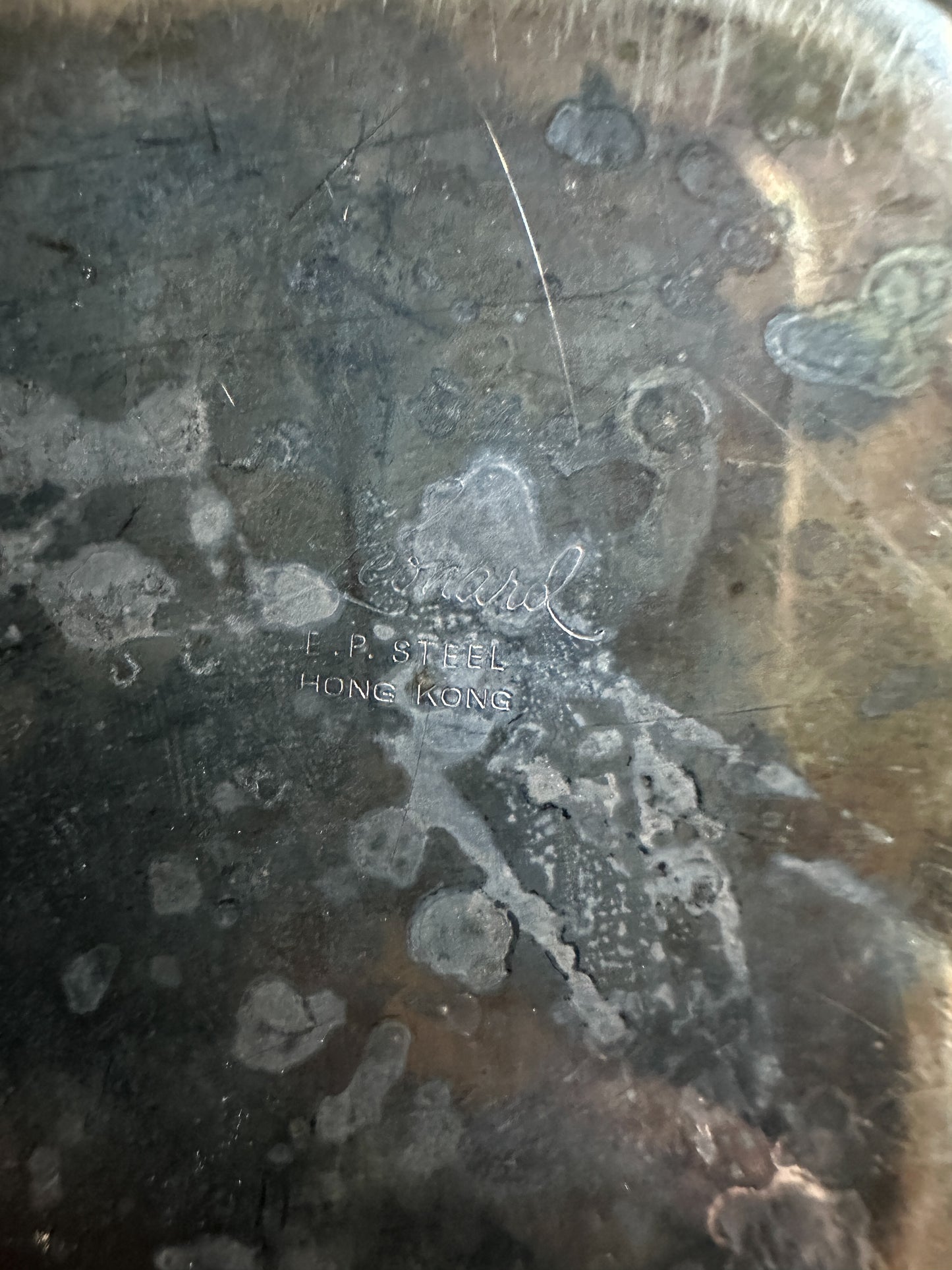 Vintage Dish stamped: Leonard E.P on Steel Hong Kong