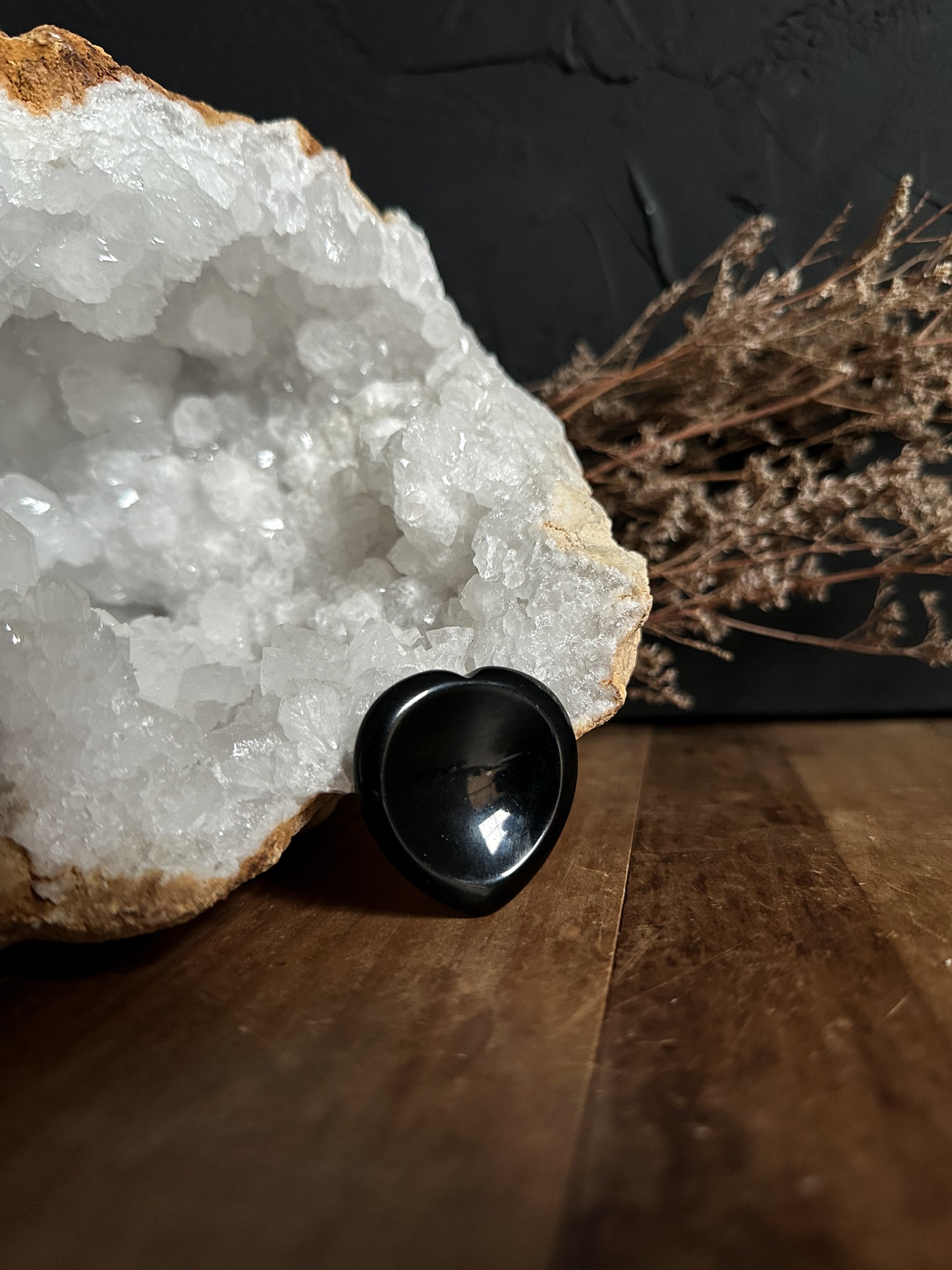 Black Obsidian Worry Stone - Heart Shaped