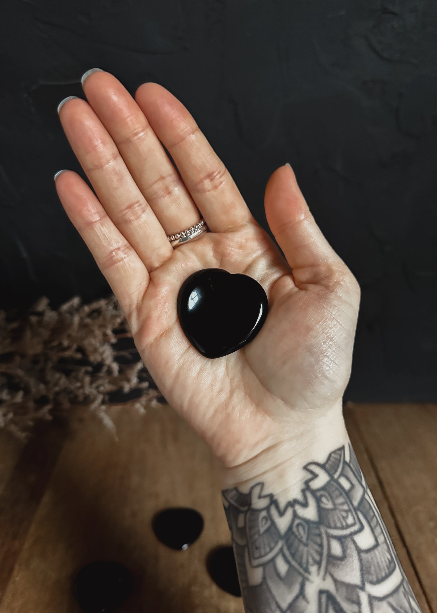 Black Obsidian Worry Stone - Heart Shaped