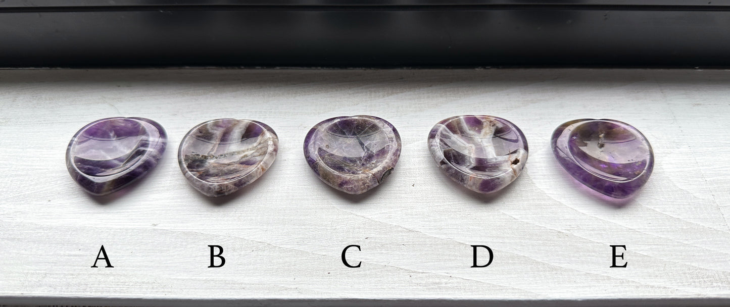 Chevron Amethyst Heart Worry Stone. Your choice!