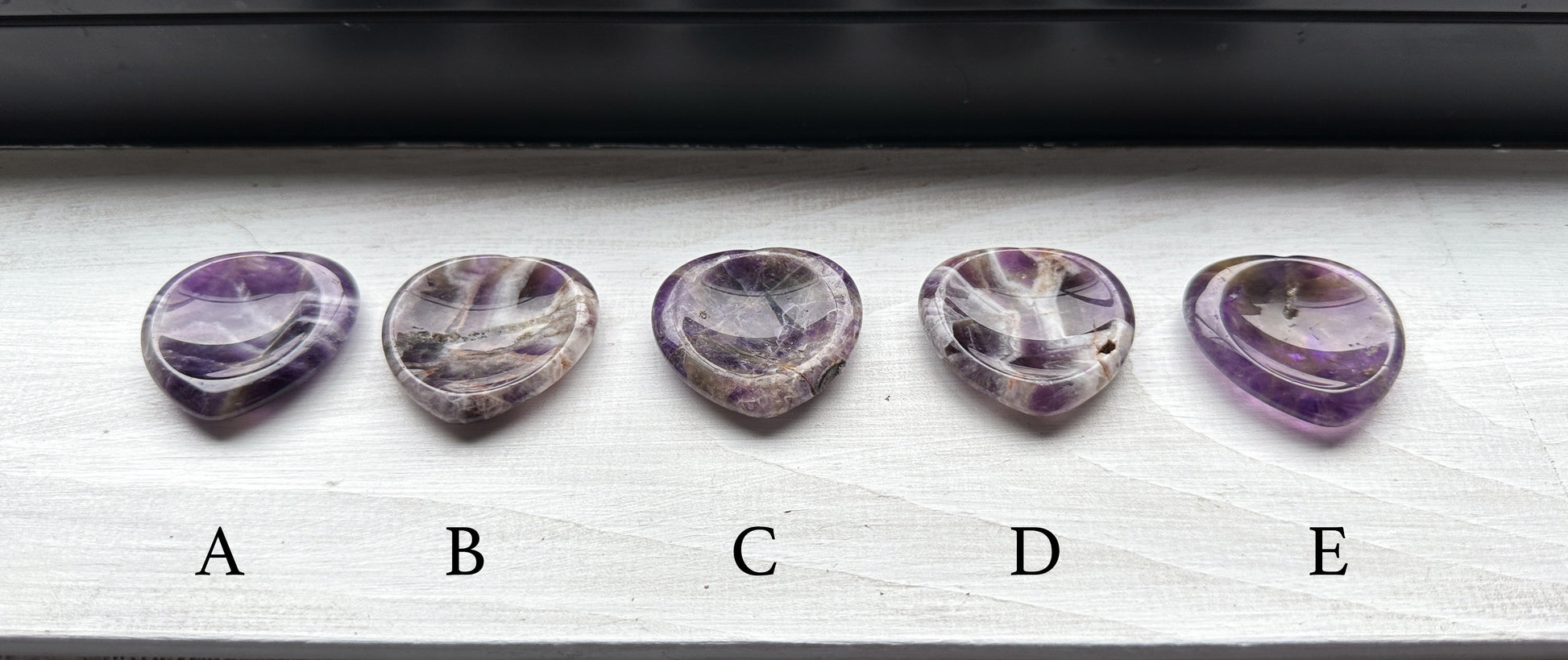Chevron Amethyst Heart Worry Stone. Your choice!