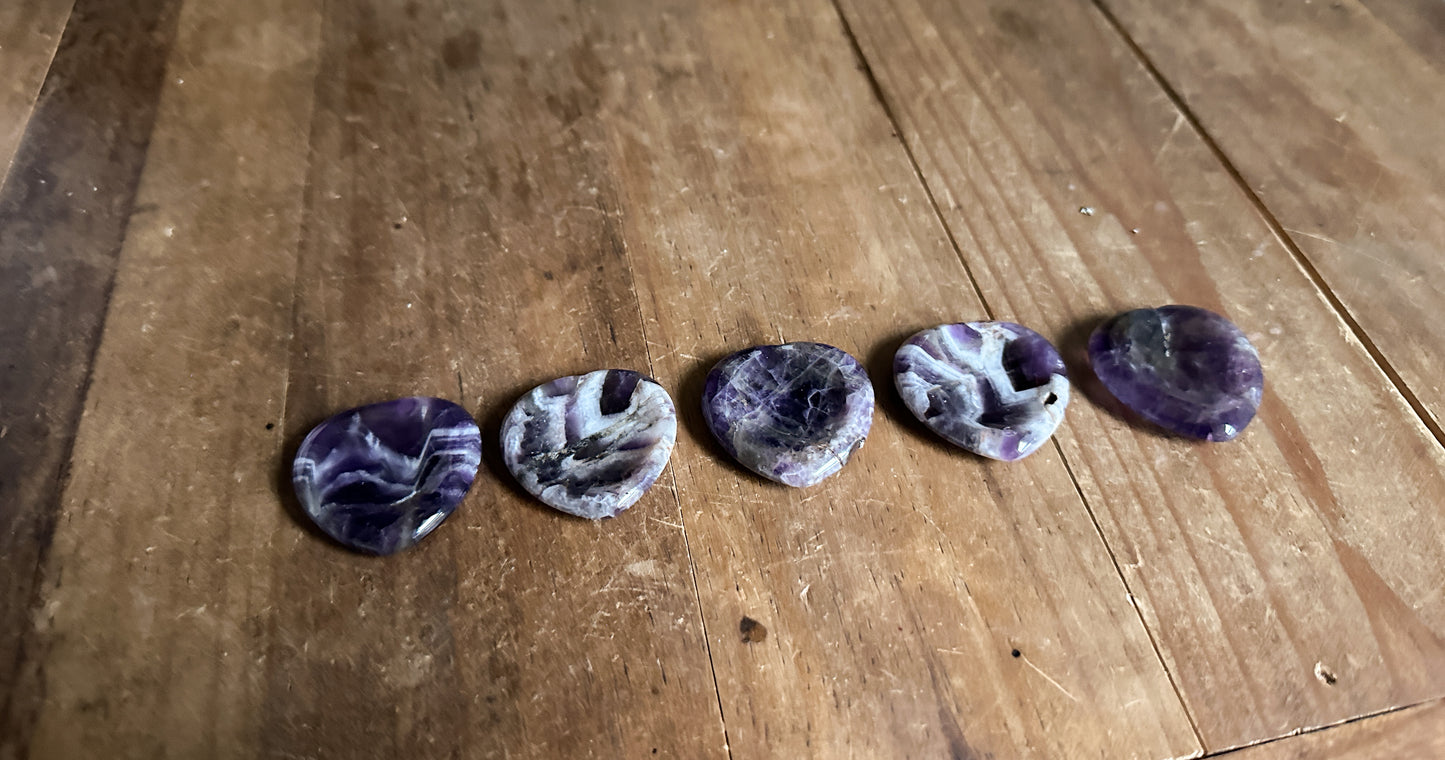 Chevron Amethyst Heart Worry Stone - Your Choice