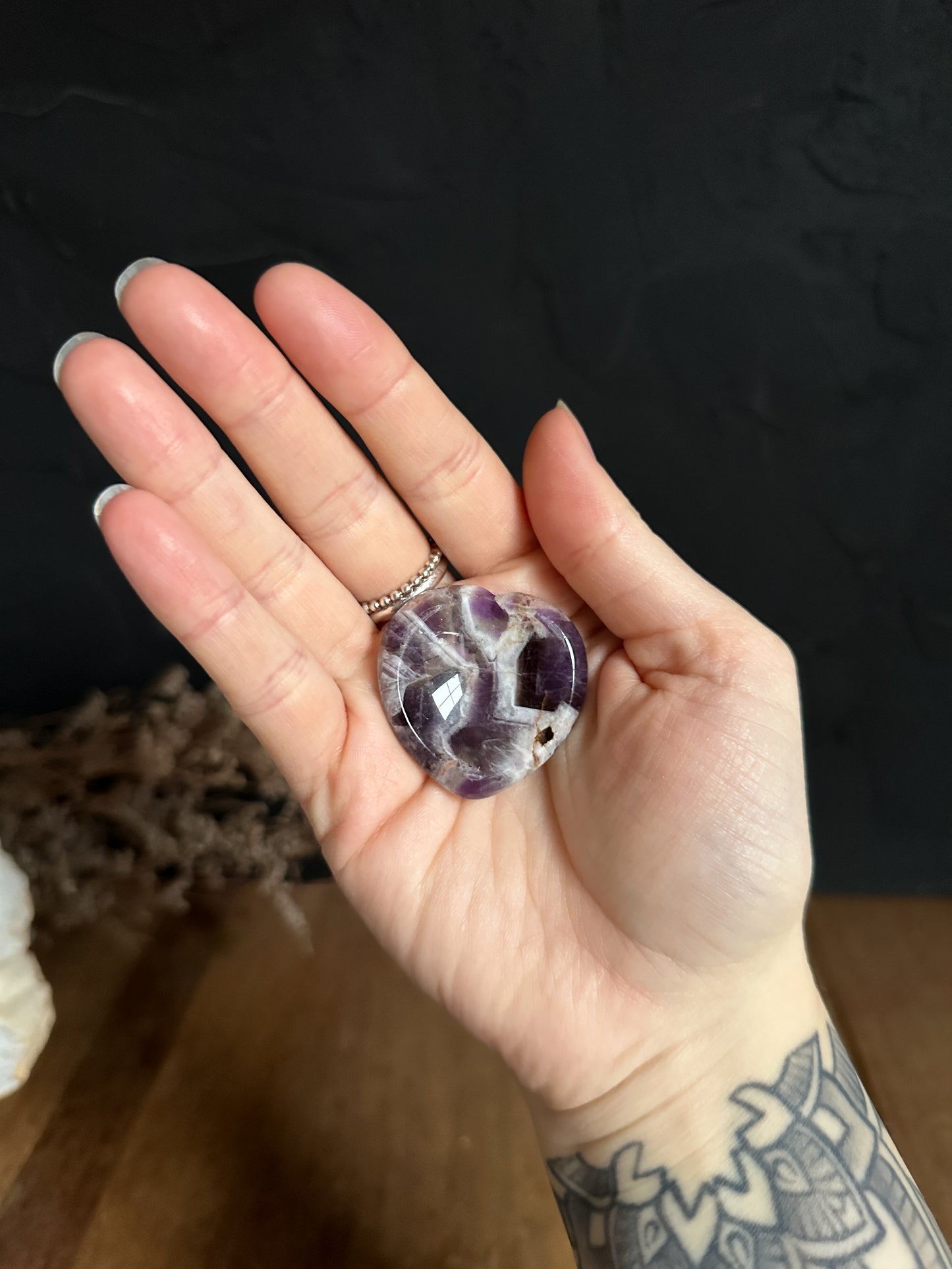 Chevron Amethyst Heart Worry Stone - Your Choice
