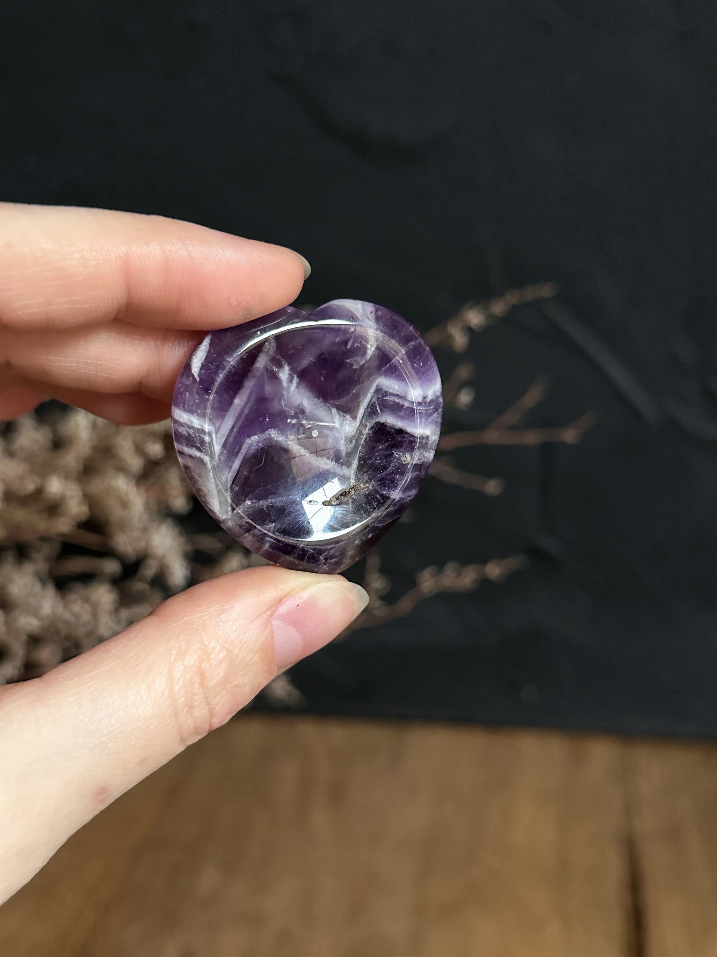 Chevron Amethyst Heart Worry Stone - Your Choice