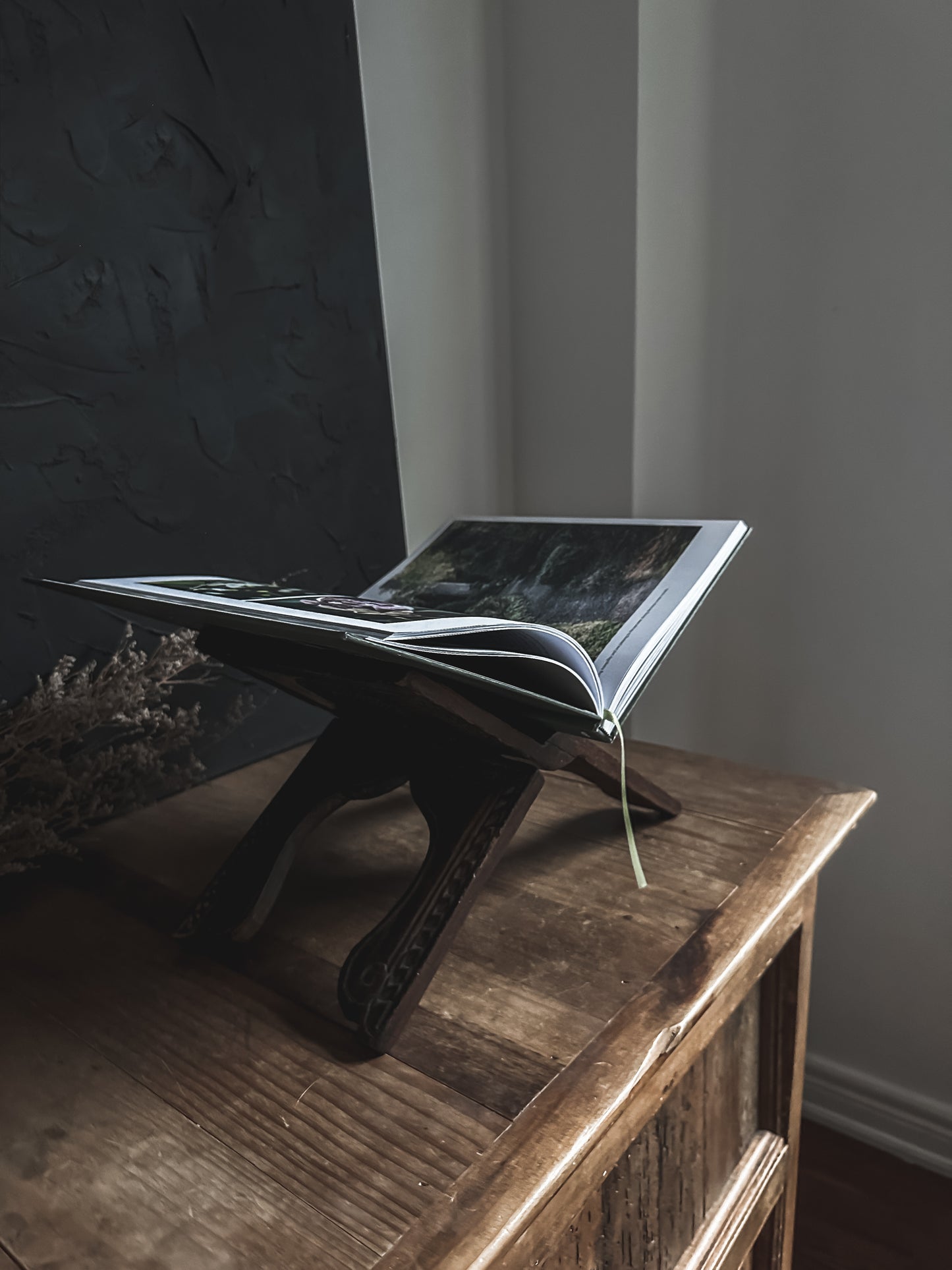 Vintage Carved Wood Book Stand