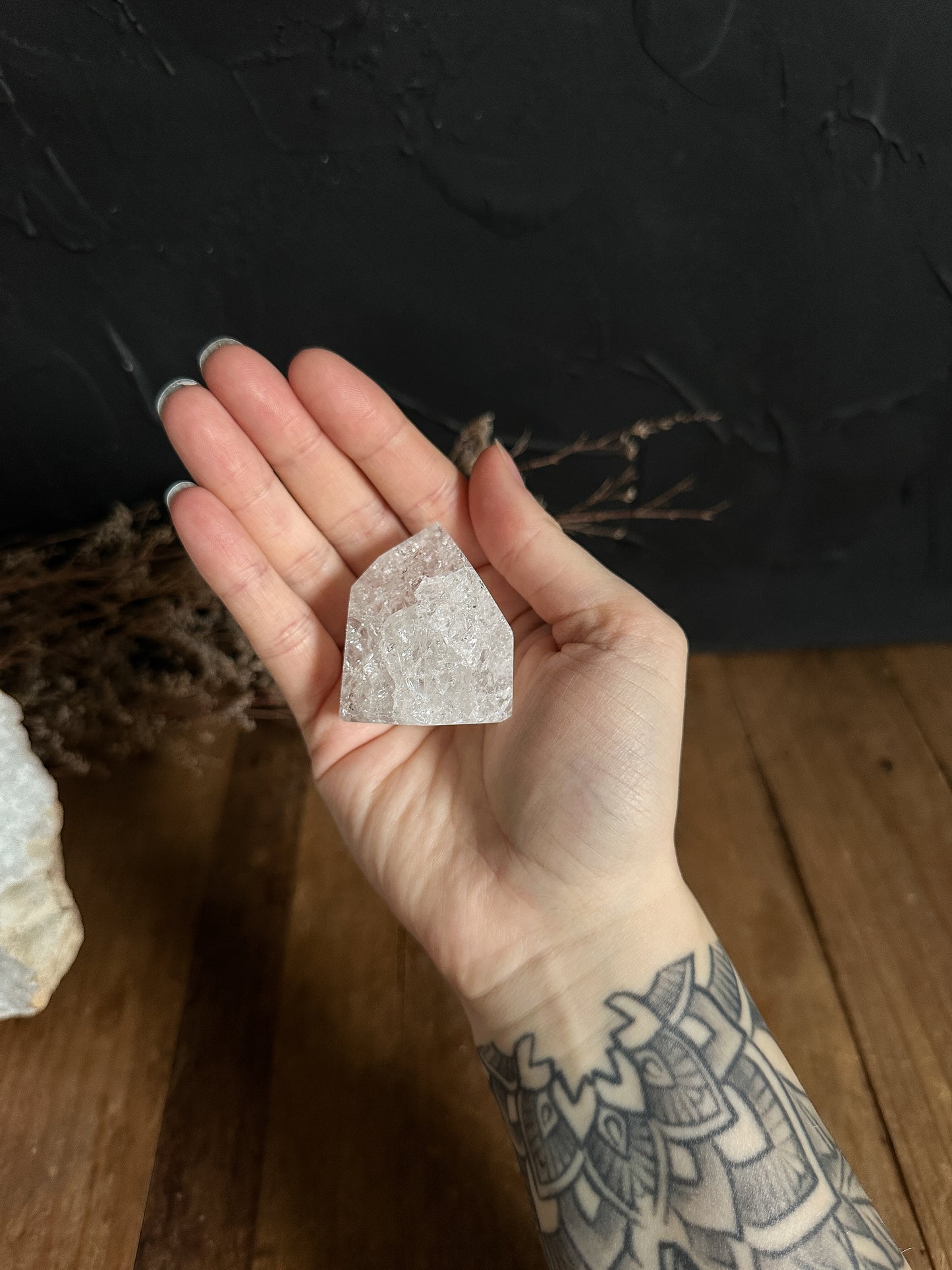 Fire and Ice Quartz Tower - Crackle Quartz