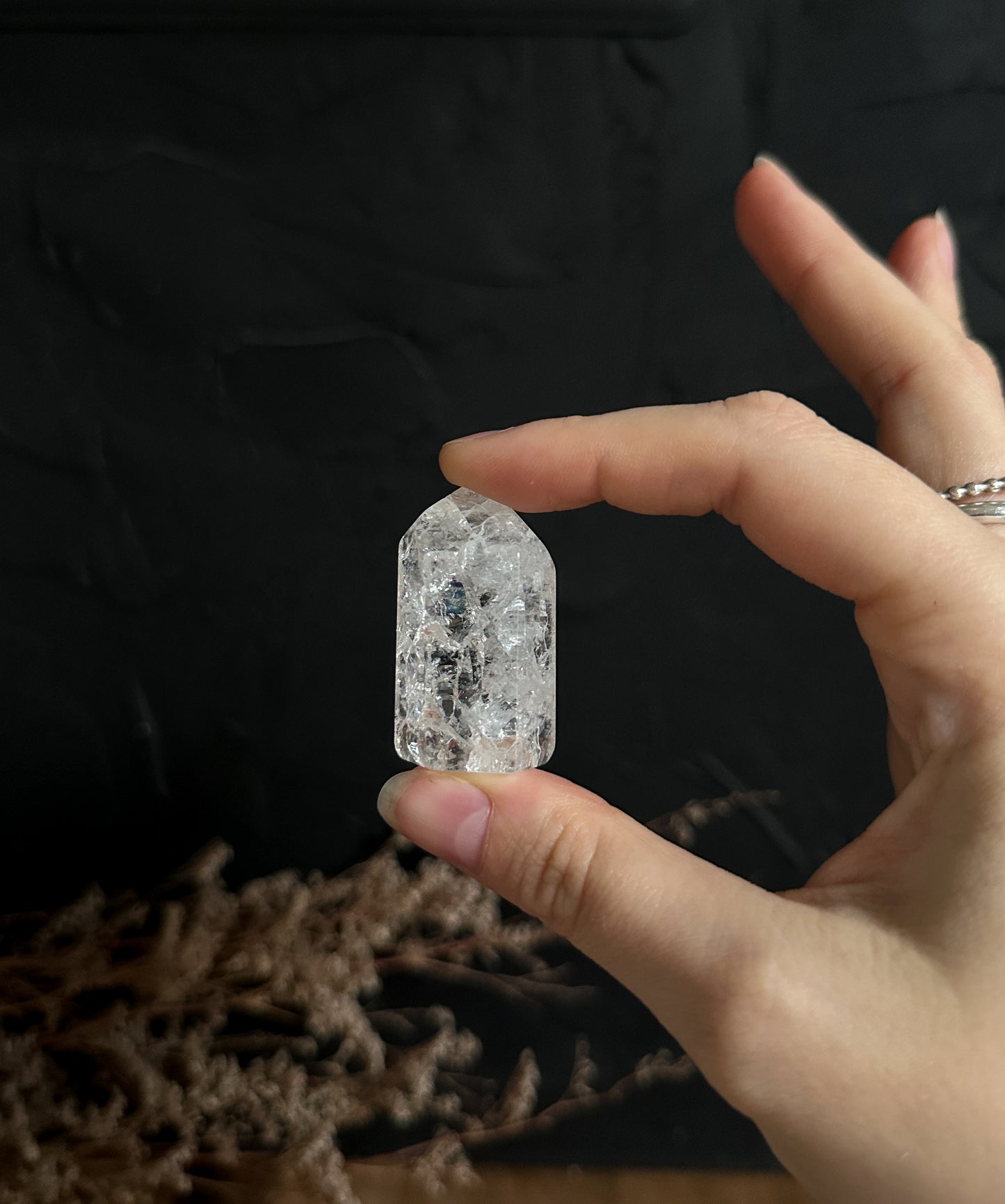 Small Fire and Ice Quartz Tower, perfect for small crystal grids.
