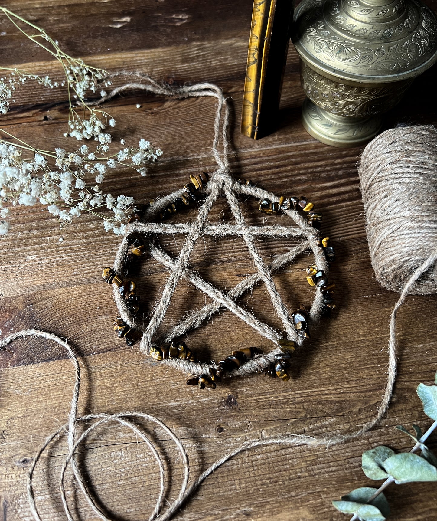 Tigers Eye Pentacle Wall Hanging