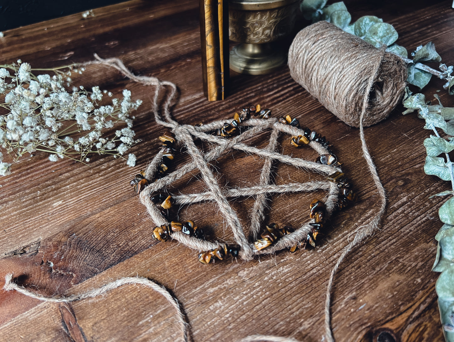 Tigers Eye Pentacle Wall Hanging