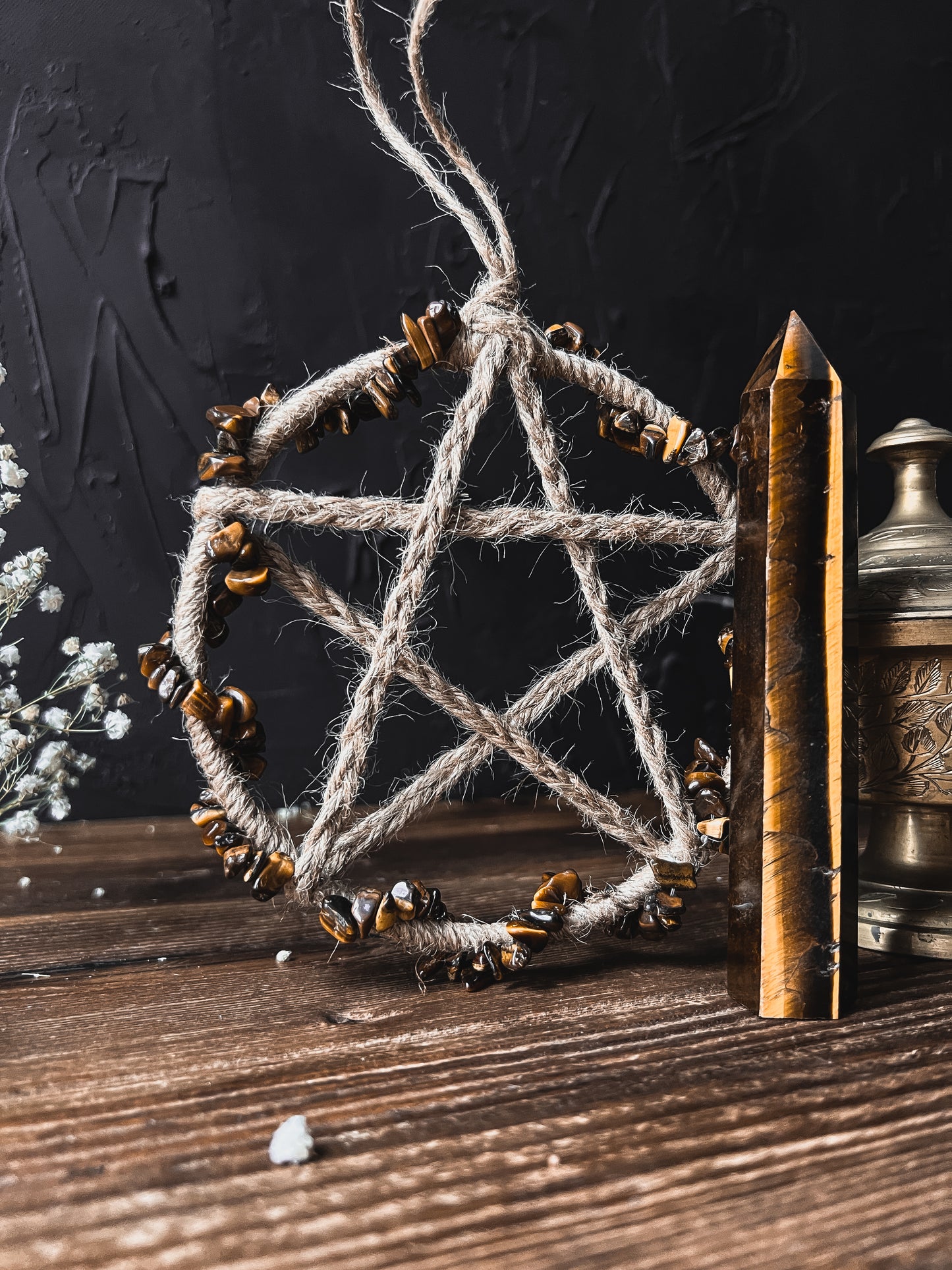 Tigers Eye Pentacle Wall Hanging