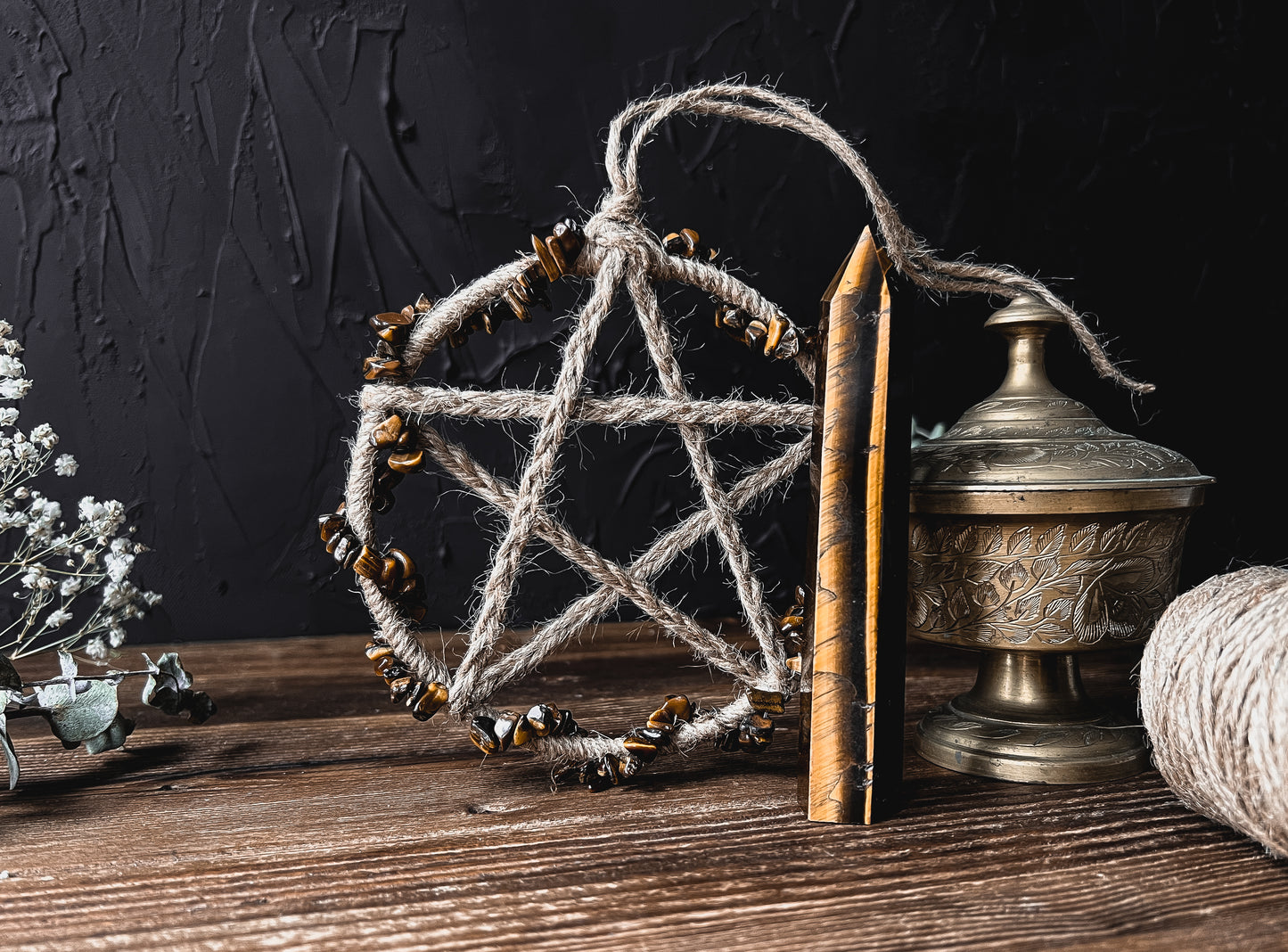 Tigers Eye Pentacle Wall Hanging