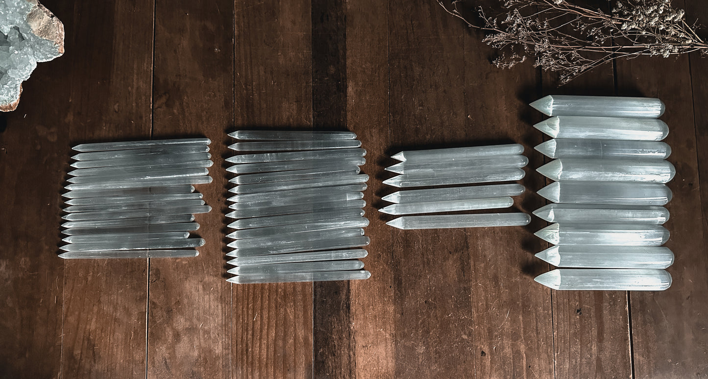 Selenite Crystal Wands XS - XLG