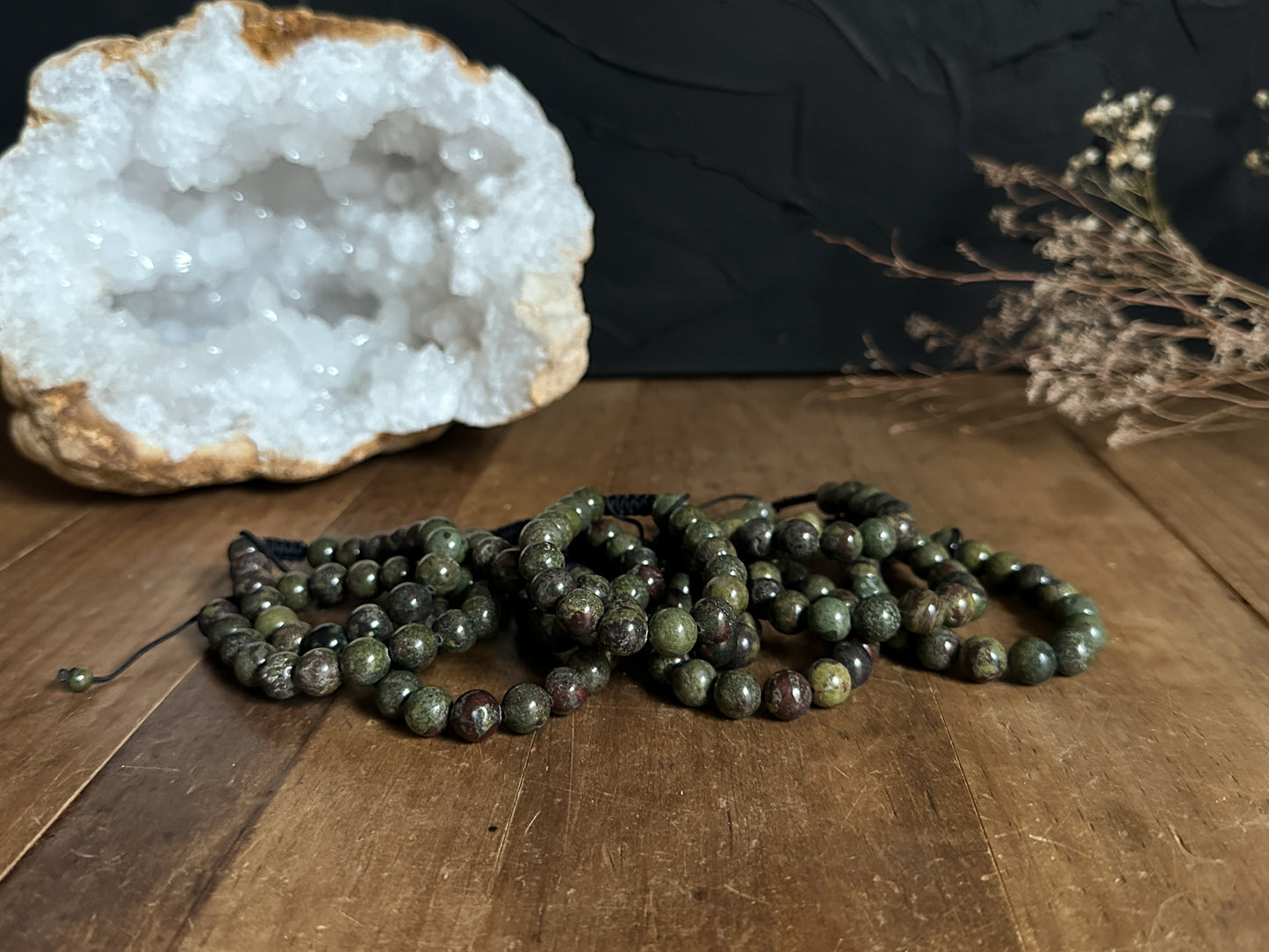 10mm Dragons Blood Jasper Adjustable Bracelet